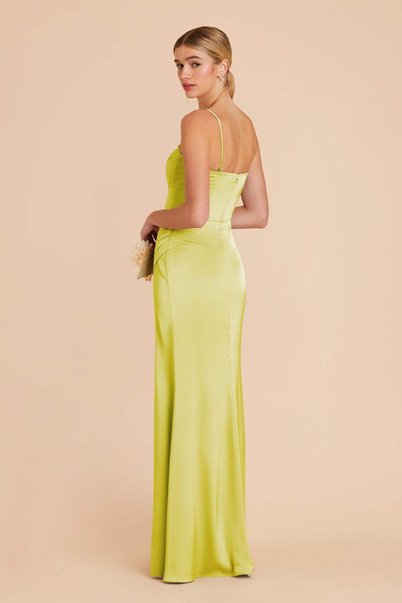 Chartreuse Anne Matte Satin Dress by Birdy Grey