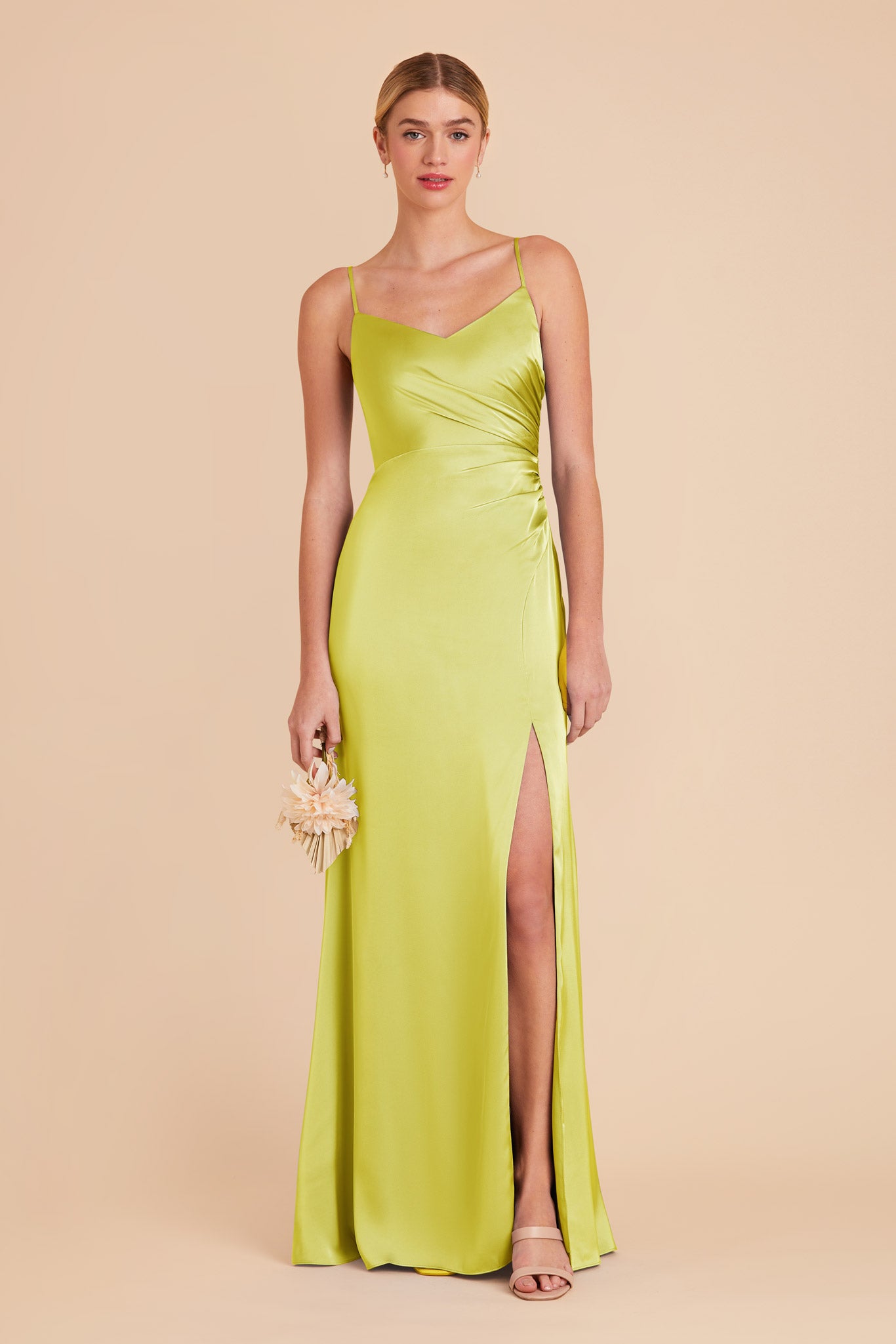 Chartreuse Catherine Matte Satin Dress by Birdy Grey