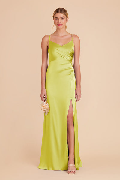 Chartreuse Catherine Matte Satin Dress by Birdy Grey