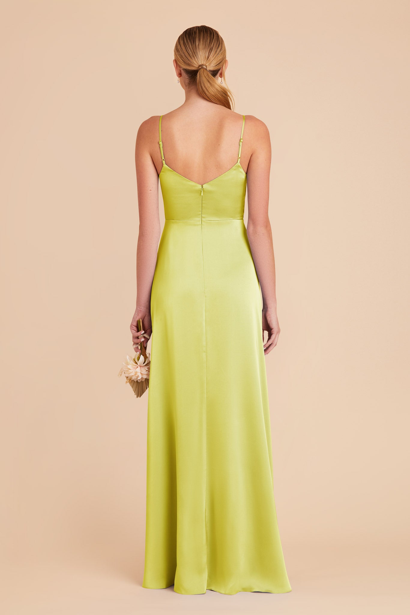 Chartreuse Catherine Matte Satin Dress by Birdy Grey