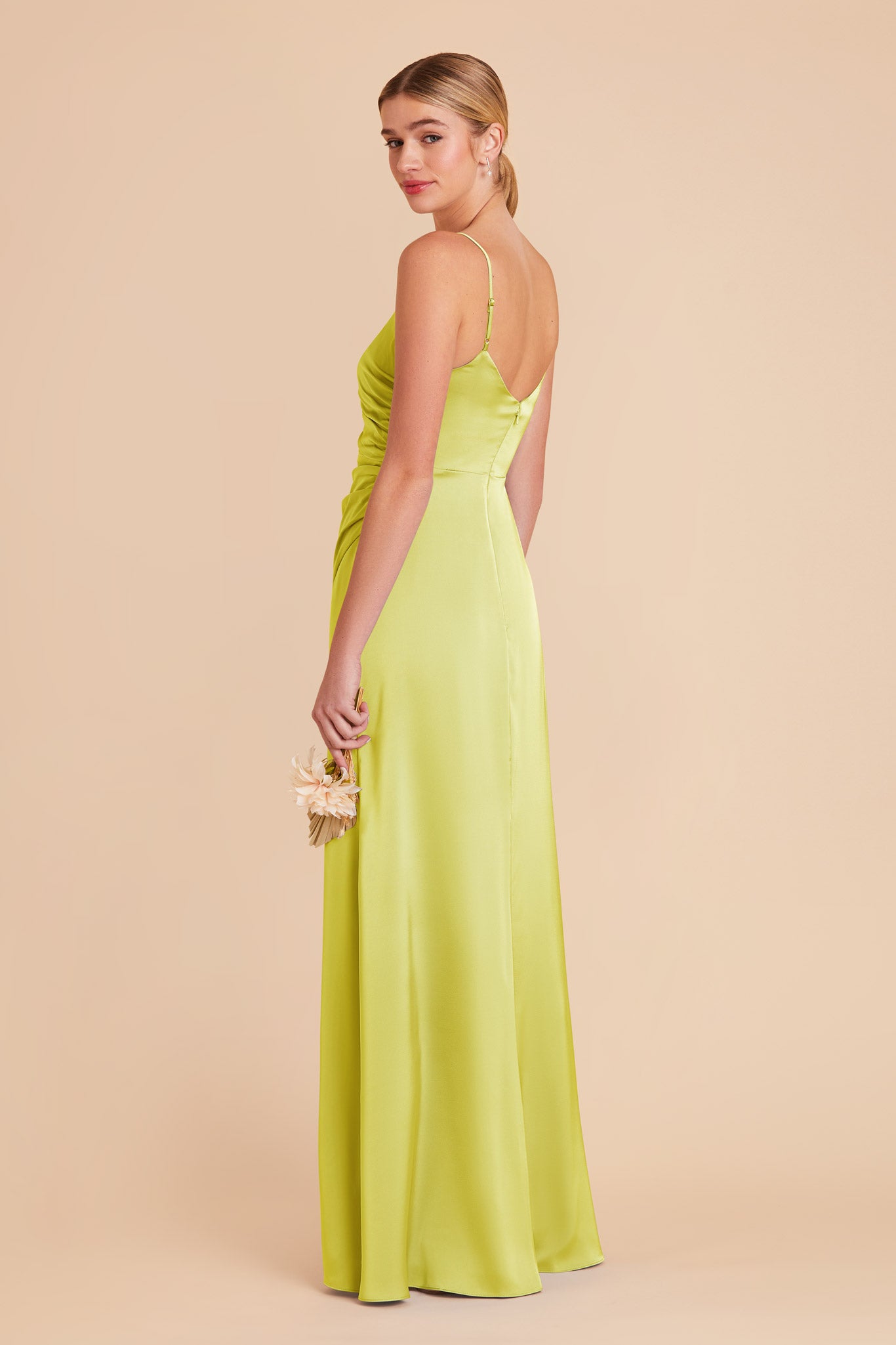 Chartreuse Catherine Matte Satin Dress by Birdy Grey