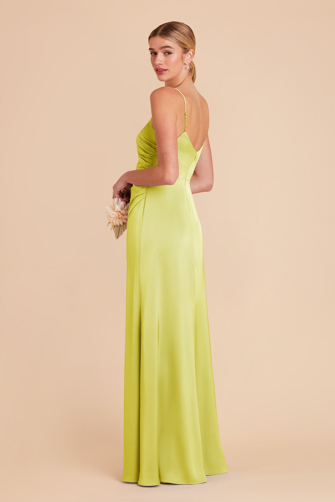 Chartreuse Catherine Matte Satin Dress by Birdy Grey