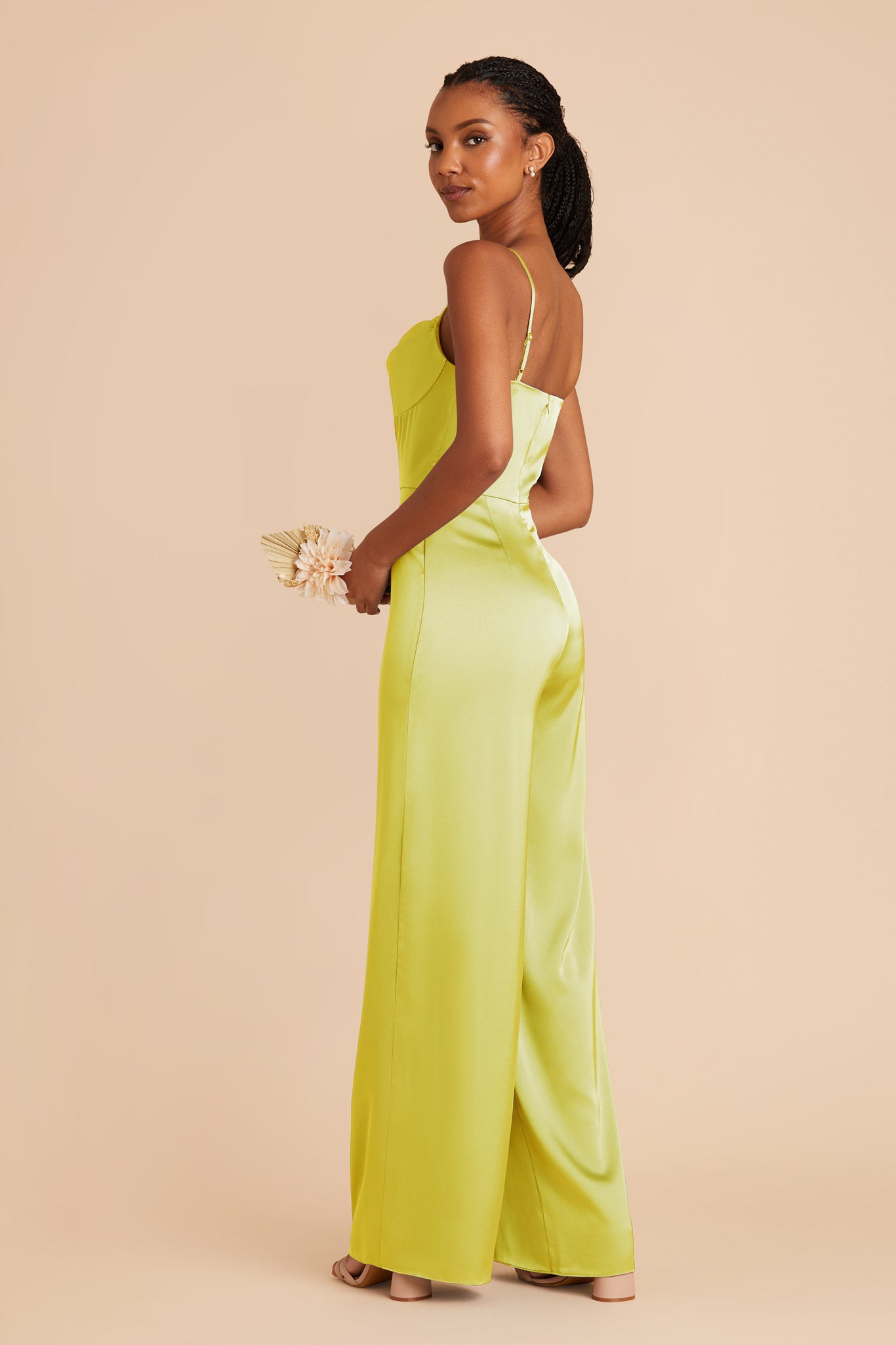 Chartreuse Donna Matte Satin Bridesmaid Jumpsuit by Birdy Grey