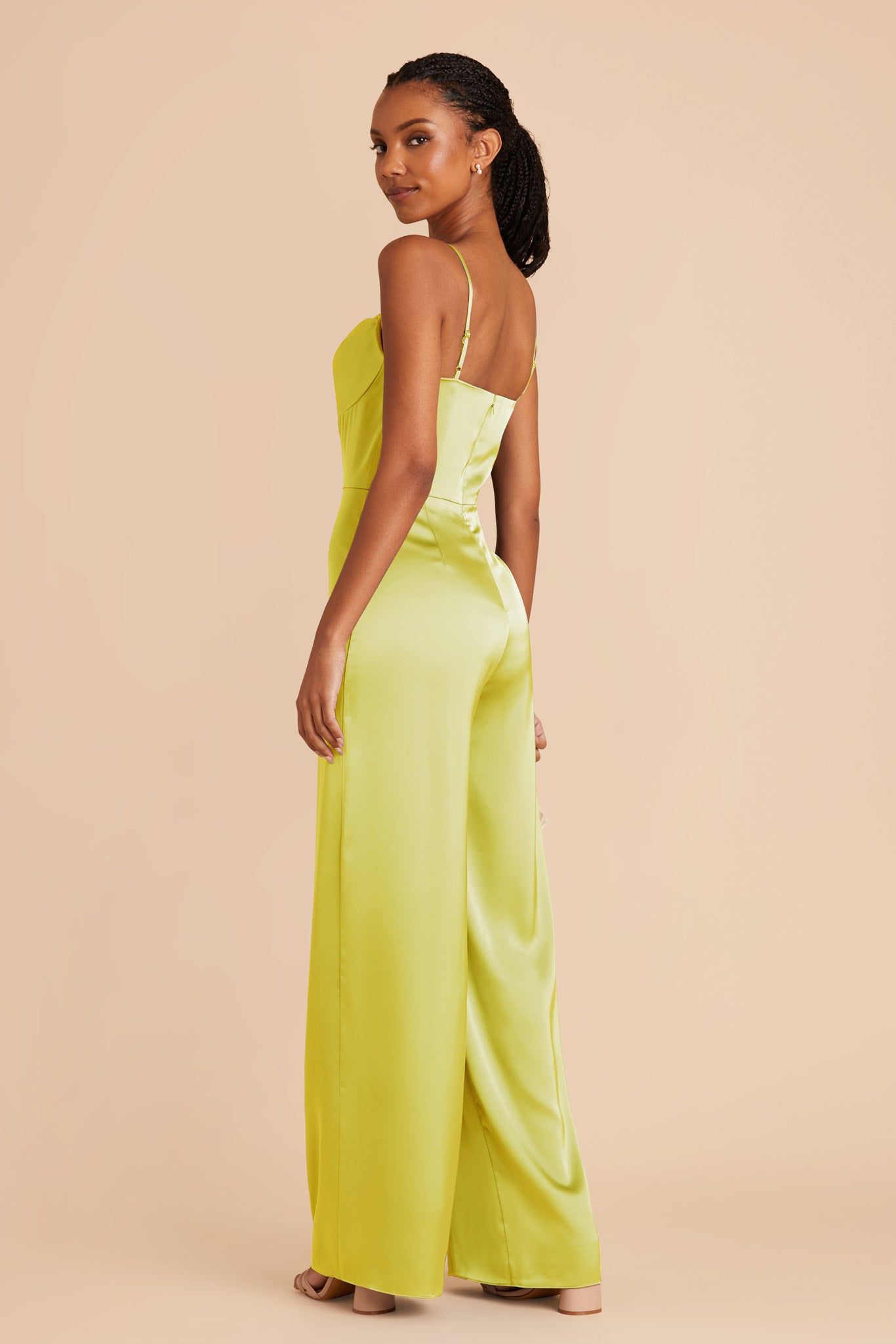 Chartreuse Donna Matte Satin Bridesmaid Jumpsuit by Birdy Grey