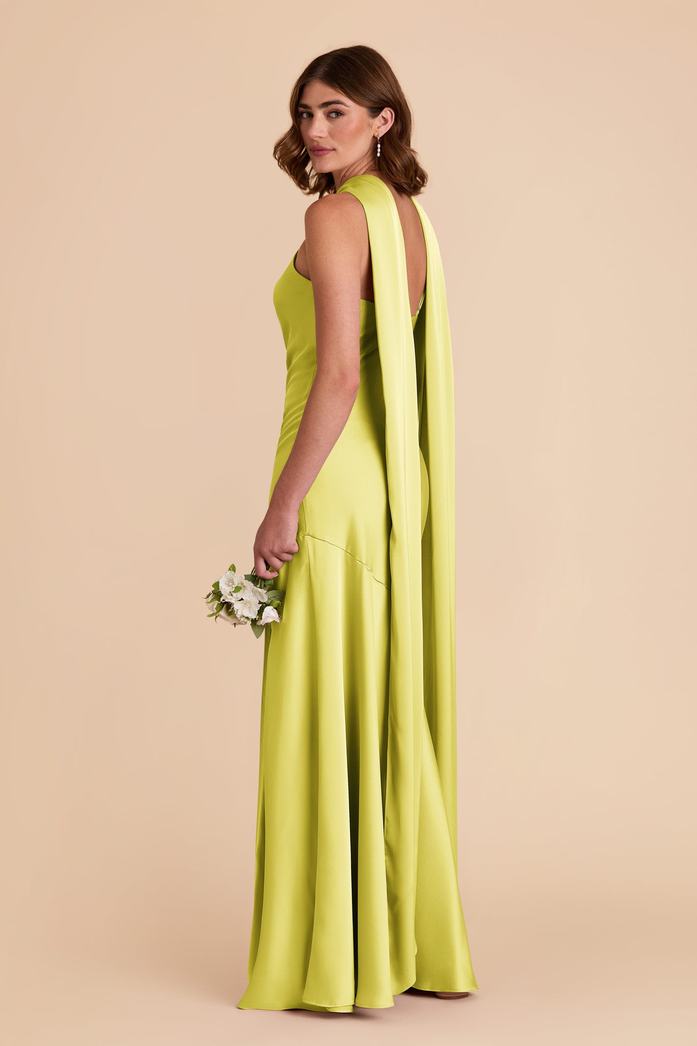 Chartreuse Eileen Matte Satin Dress by Birdy Grey