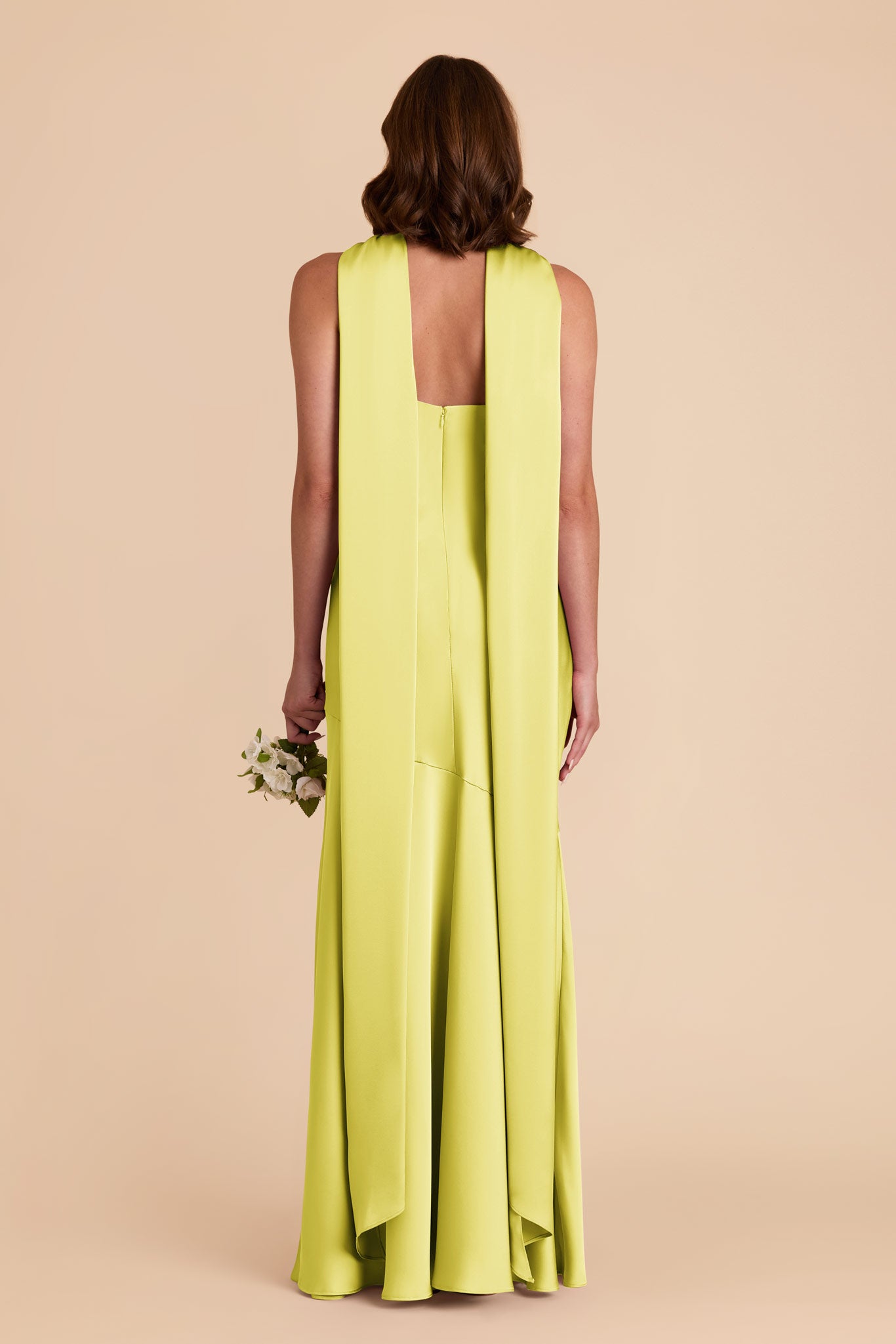 Chartreuse Eileen Matte Satin Dress by Birdy Grey