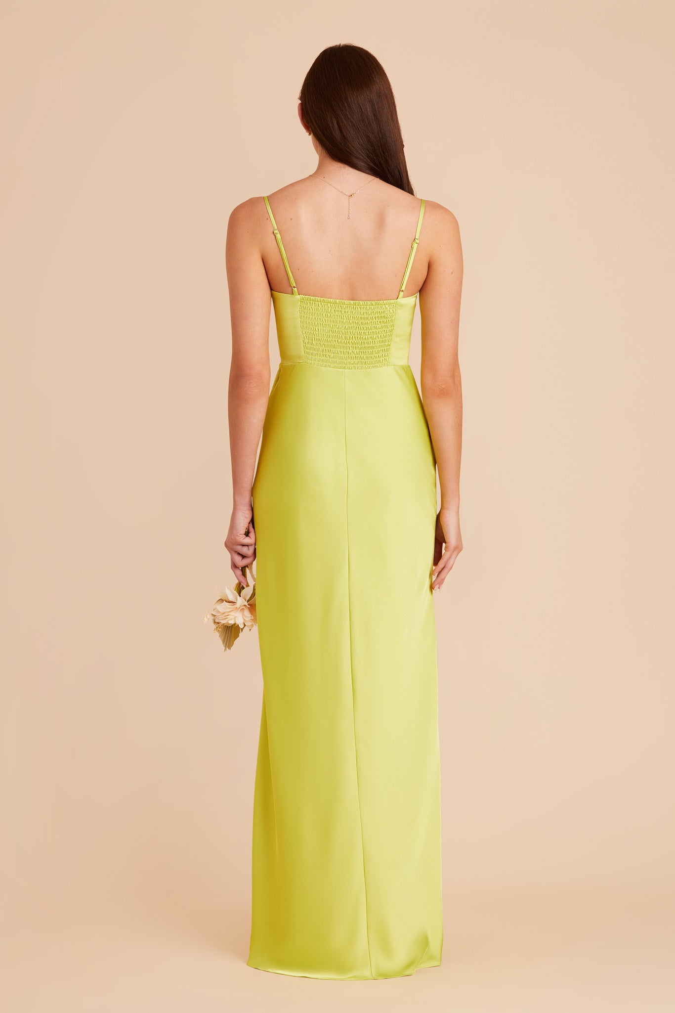 Chartreuse Jessica Matte Satin Dress by Birdy Grey