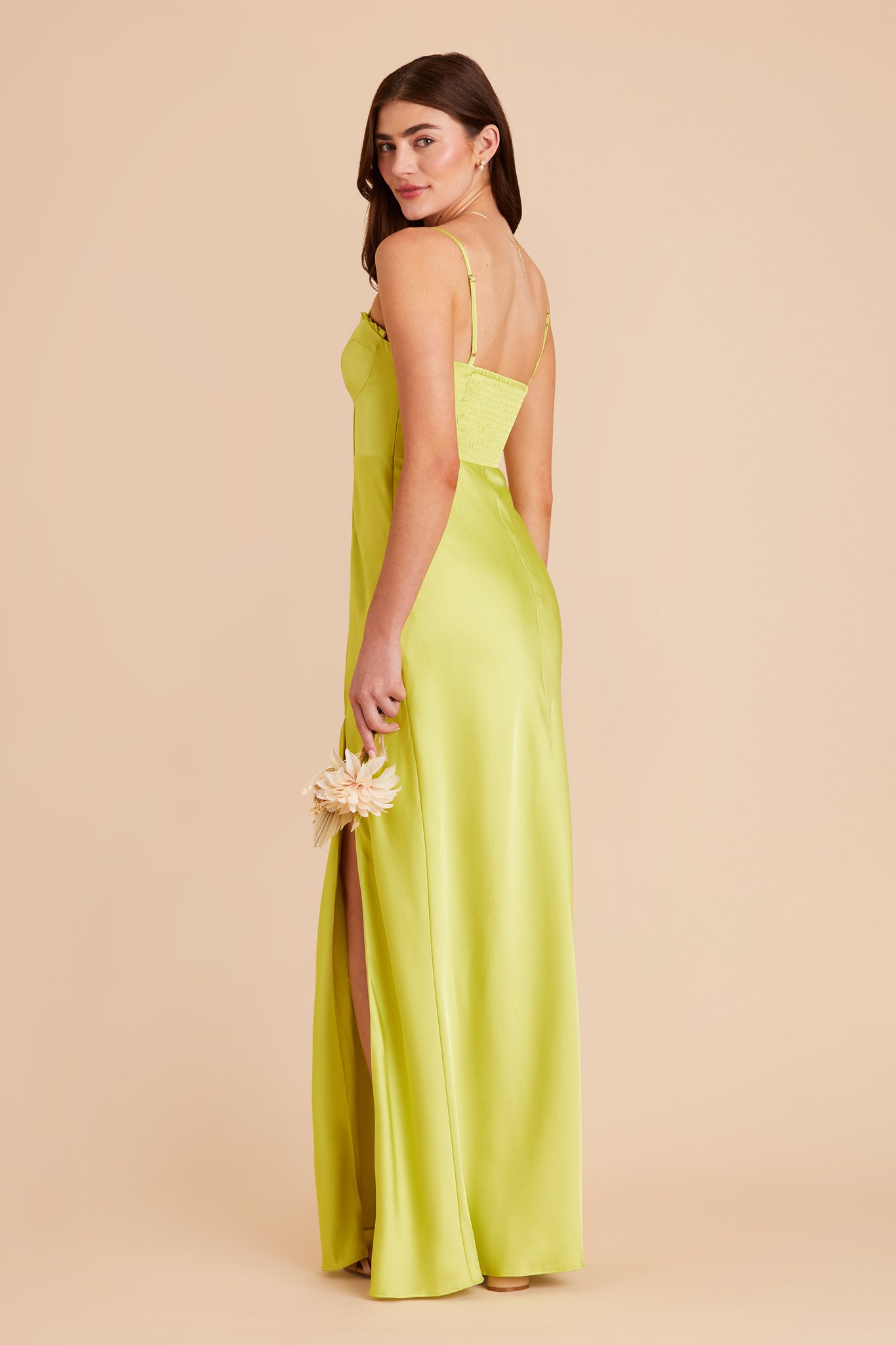 Chartreuse Jessica Matte Satin Dress by Birdy Grey