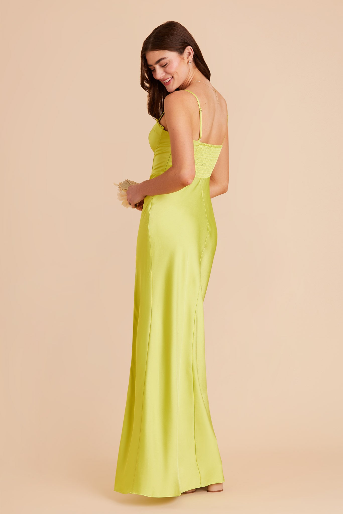 Chartreuse Jessica Matte Satin Dress by Birdy Grey