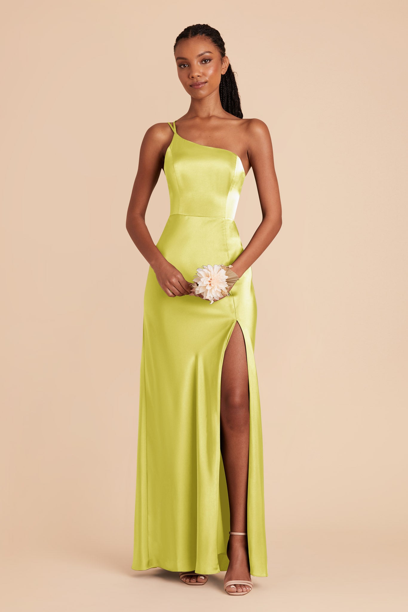 Chartreuse Kensie Matte Satin Dress by Birdy Grey