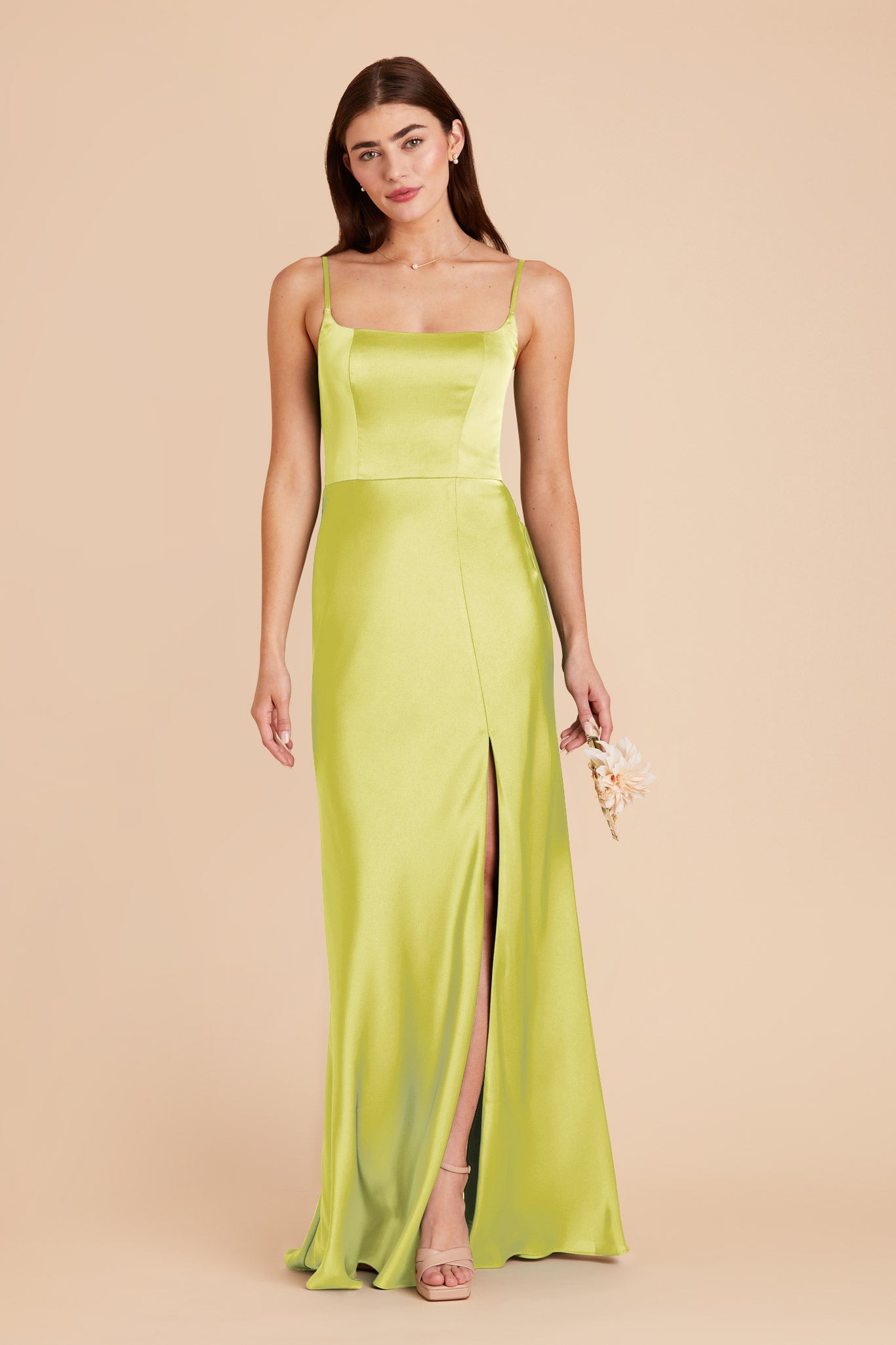 Chartreuse Mai Matte Satin Dress by Birdy Grey