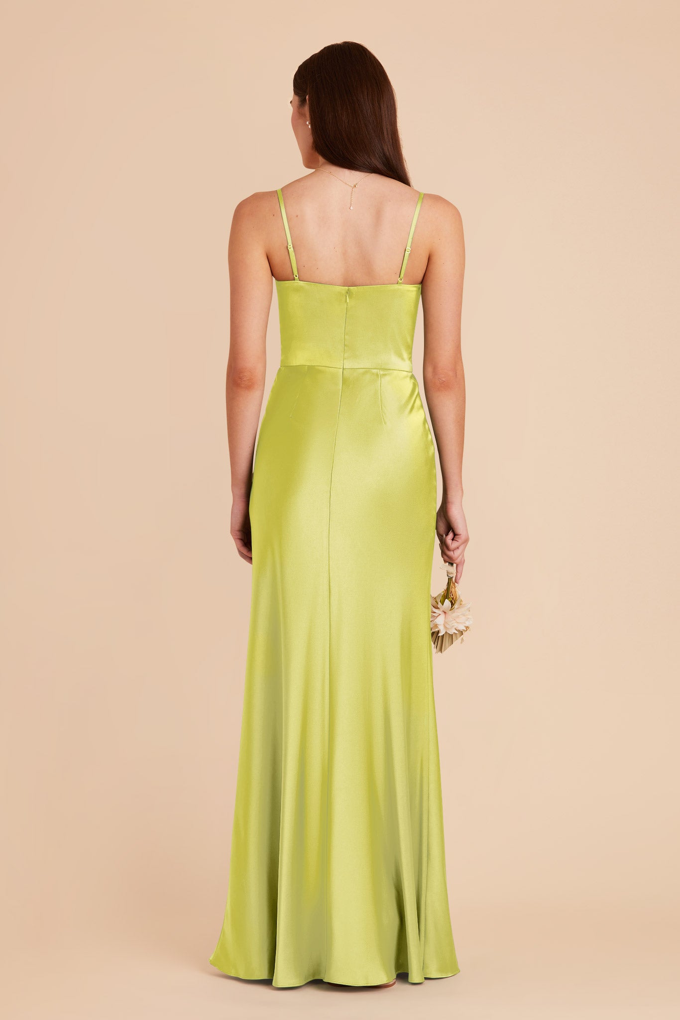 Chartreuse Mai Matte Satin Dress by Birdy Grey