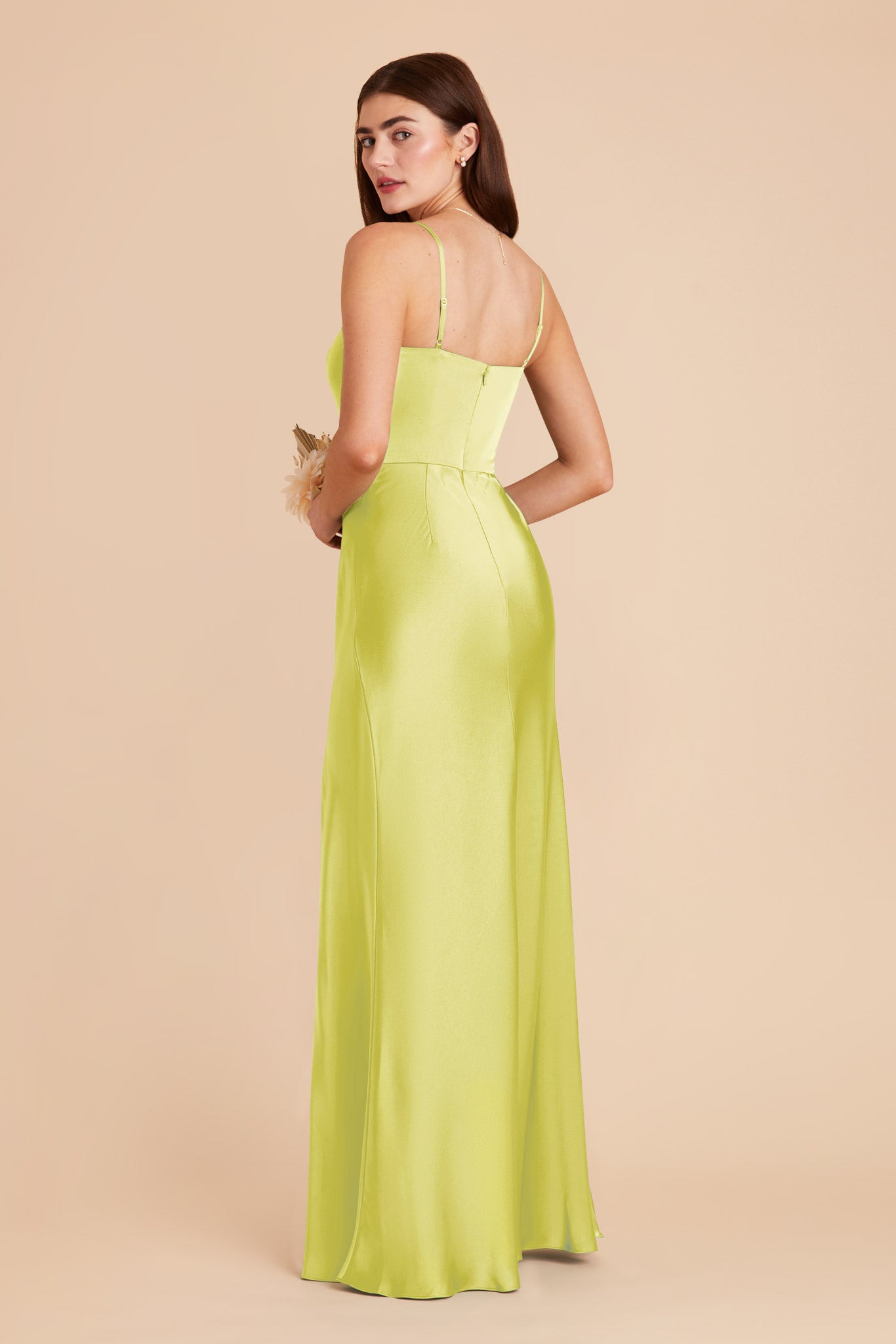 Chartreuse Mai Matte Satin Dress by Birdy Grey