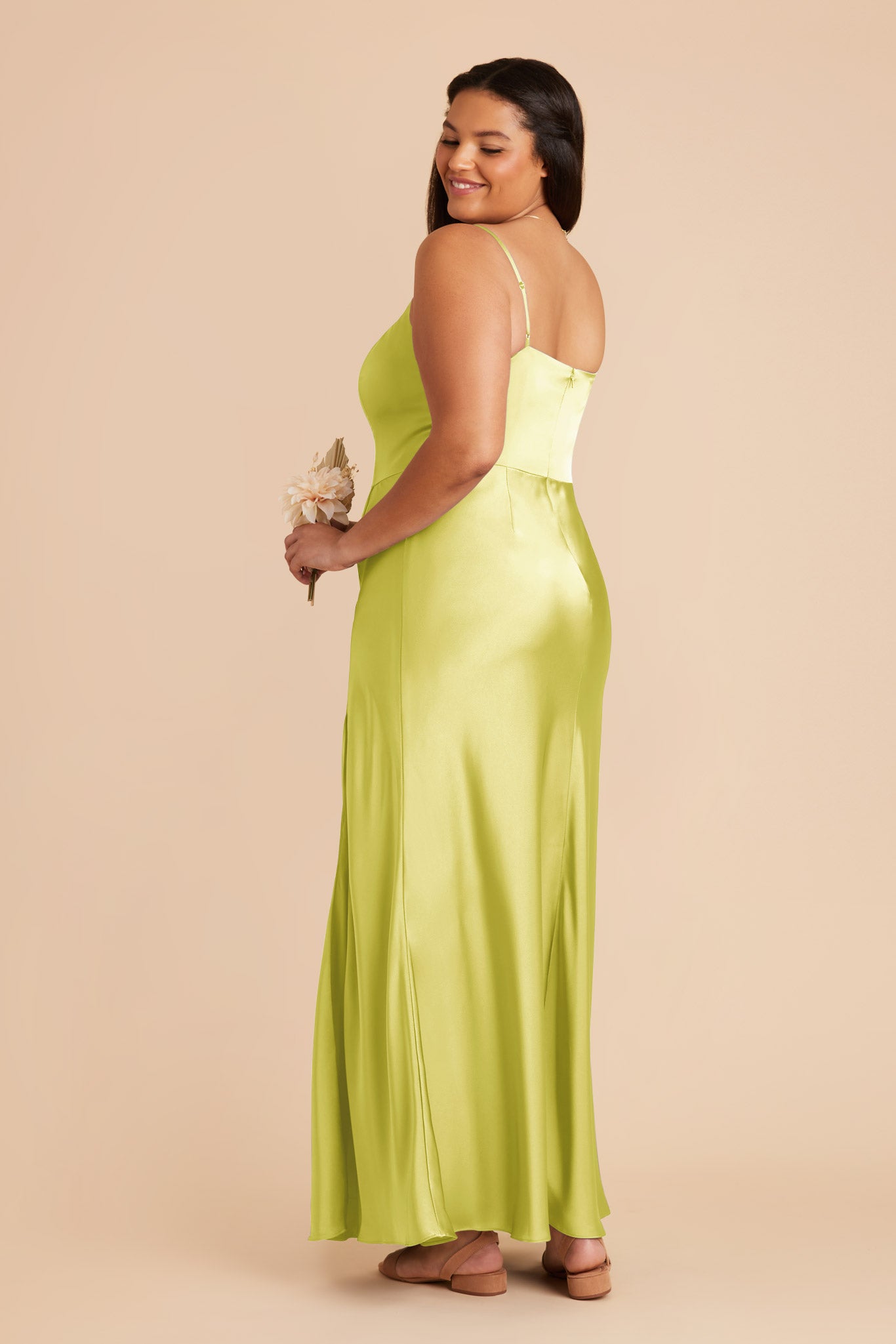 Chartreuse Mai Matte Satin Dress by Birdy Grey