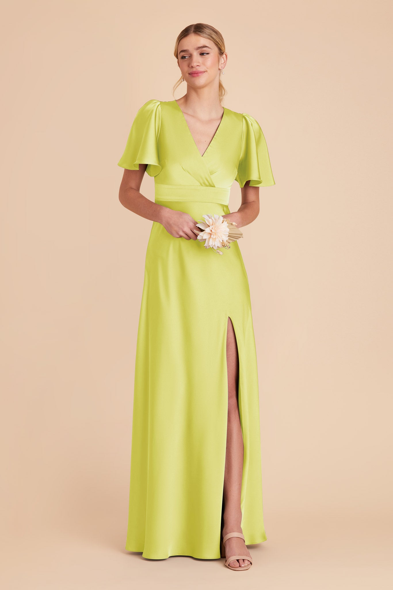 Chartreuse Marni Matte Satin Dress by Birdy Grey