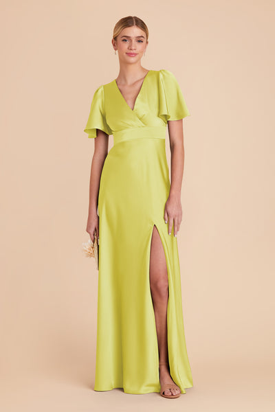 Chartreuse Marni Matte Satin Dress by Birdy Grey