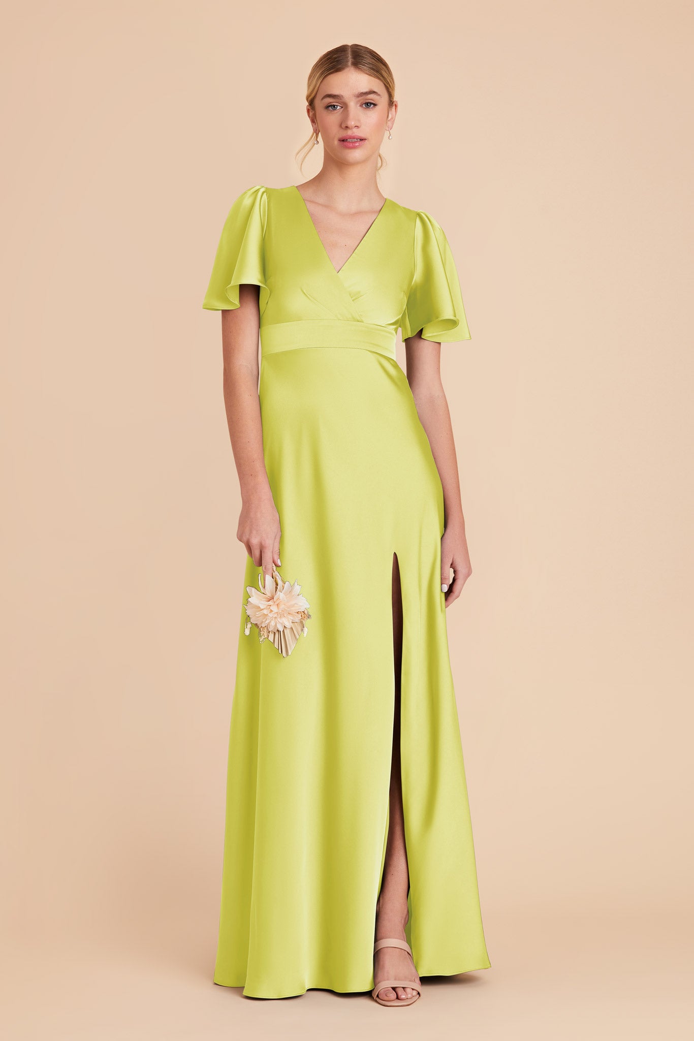 Chartreuse Marni Matte Satin Dress by Birdy Grey