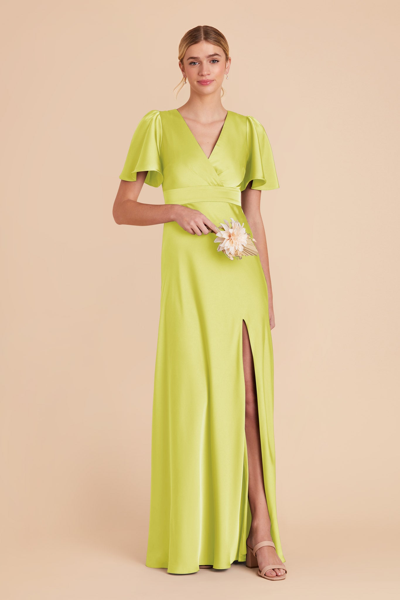 Chartreuse Marni Matte Satin Dress by Birdy Grey