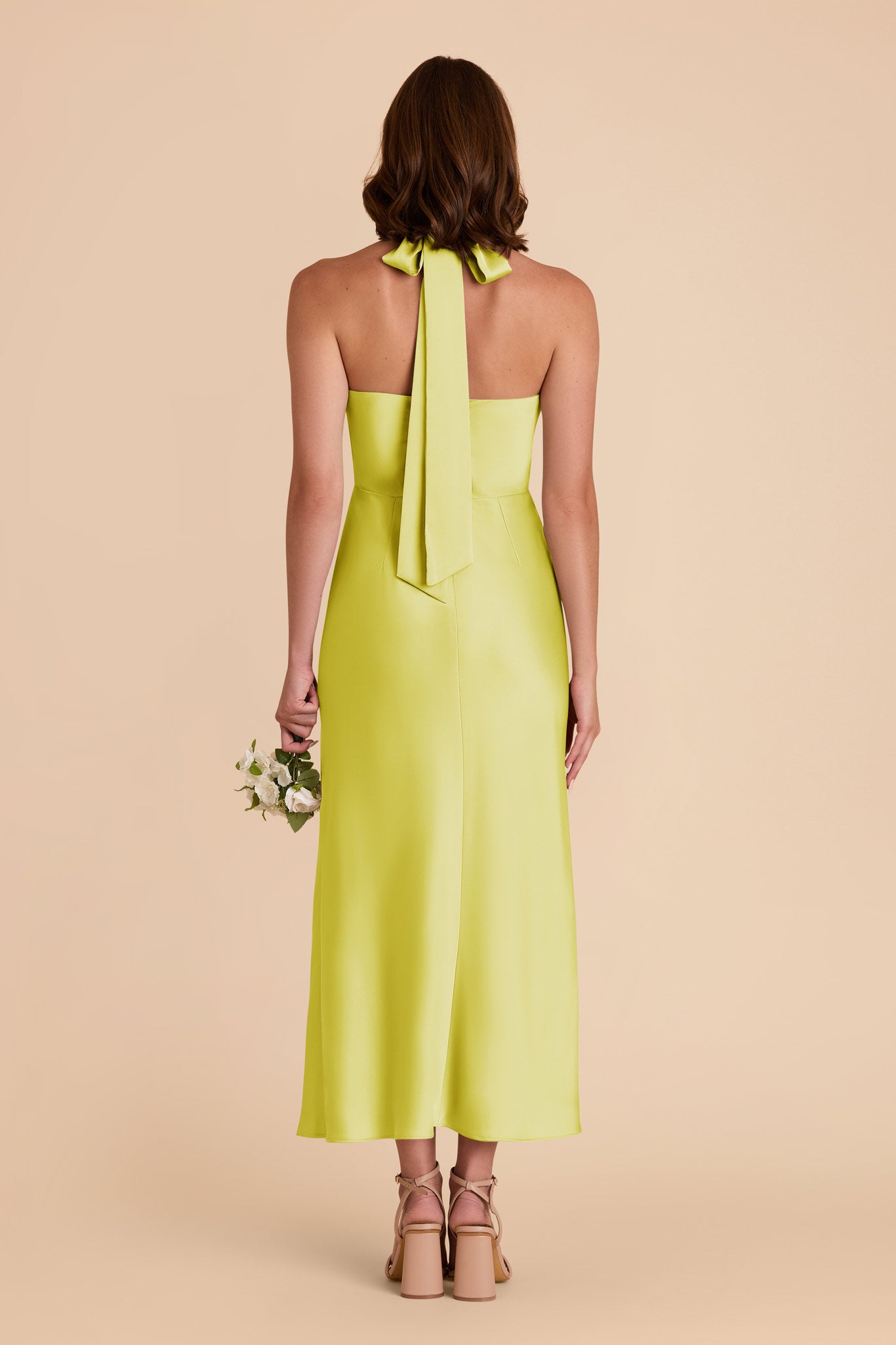 Chartreuse Monique Matte Satin Dress by Birdy Grey