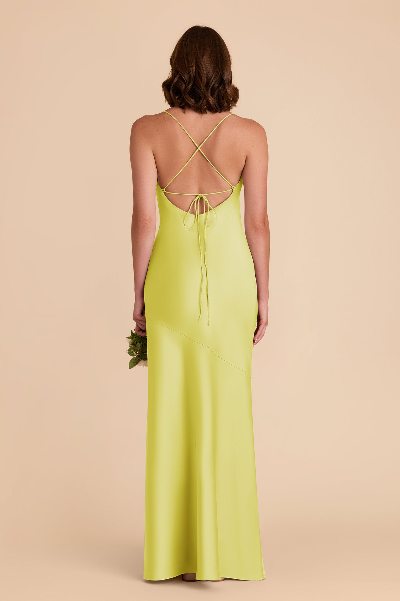 Chartreuse Olivia Matte Satin Dress by Birdy Grey