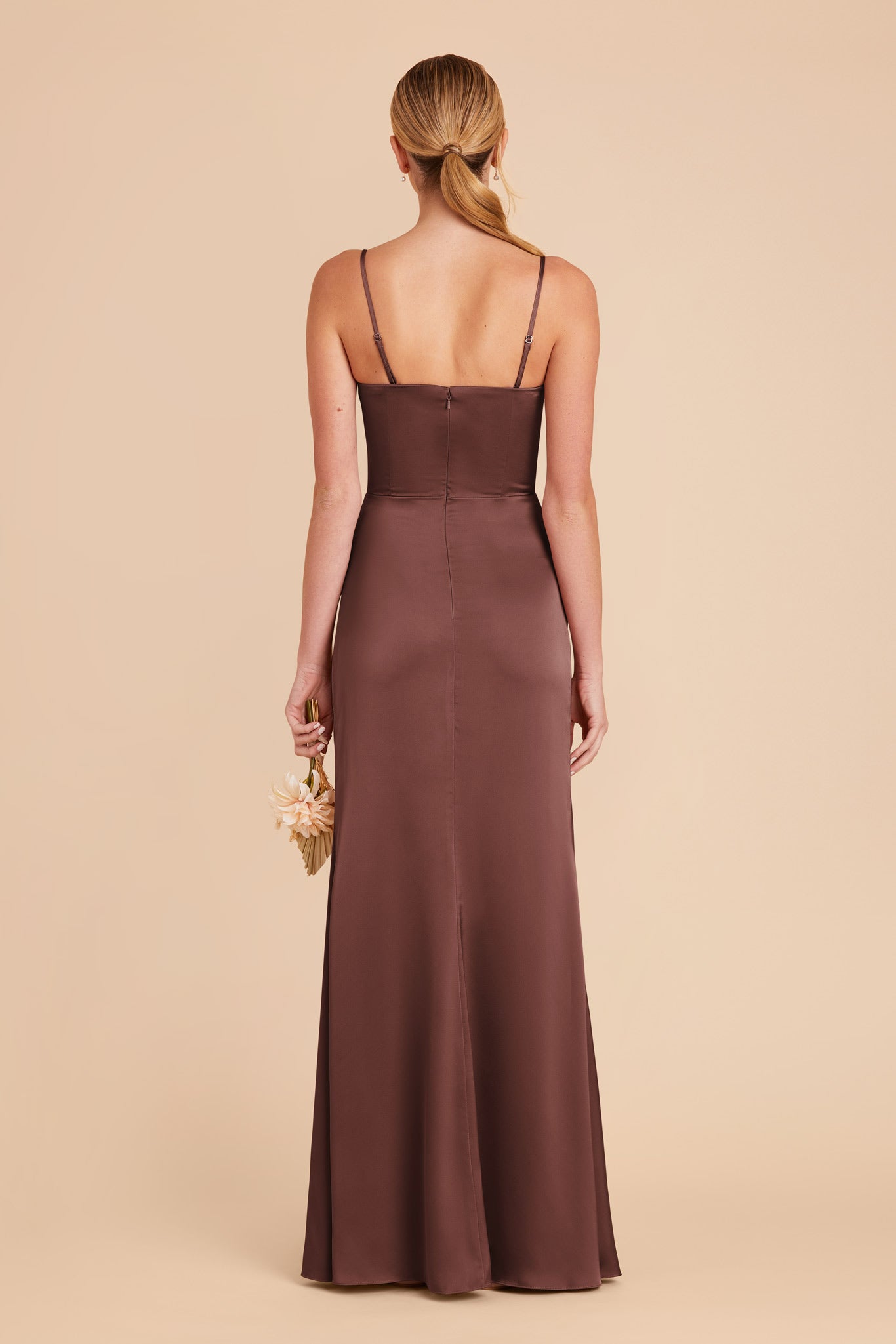 Chocolate Brown Anne Matte Satin Dress by Birdy Grey