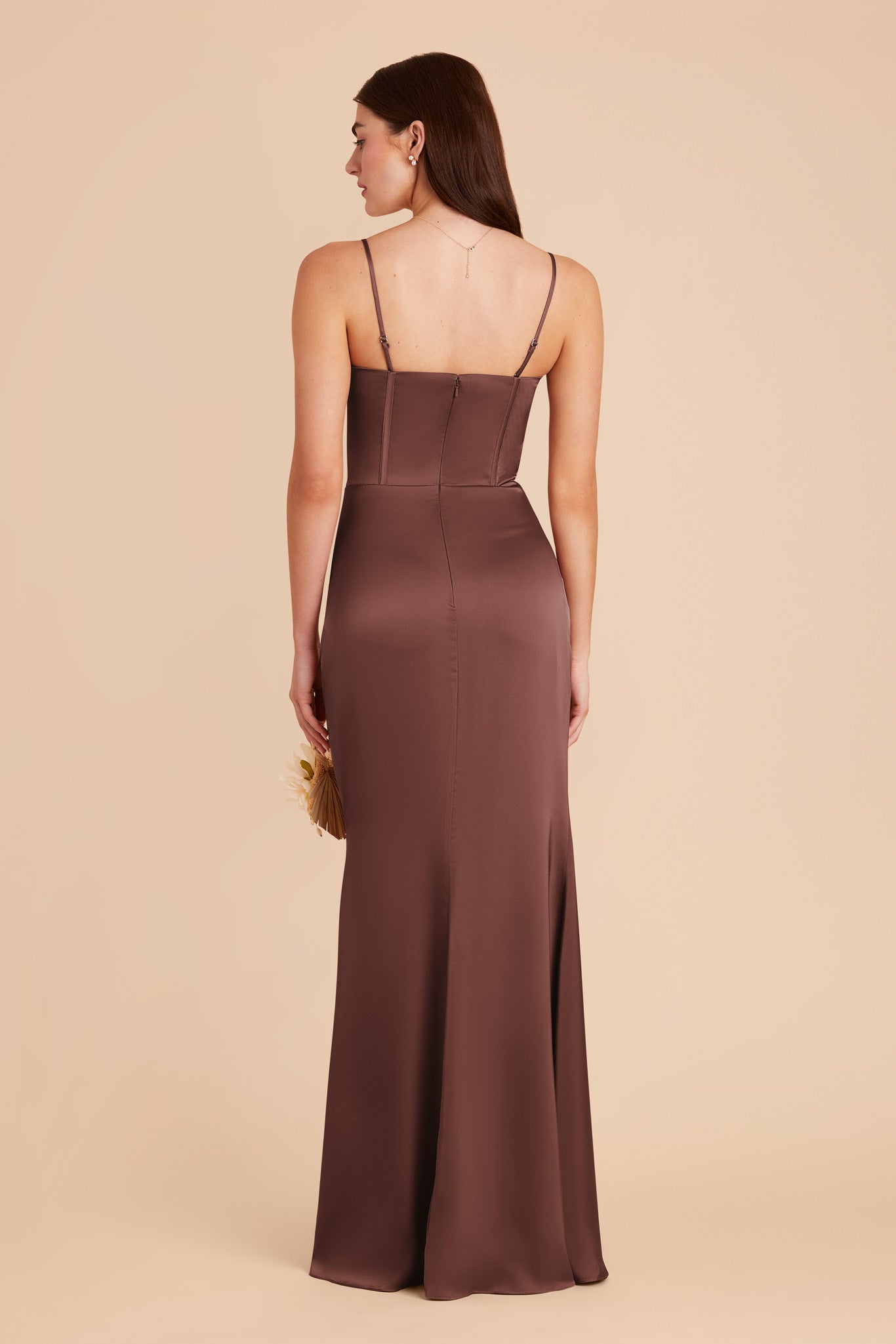 Chocolate Brown Carrie Matte Satin Dress by Birdy Grey