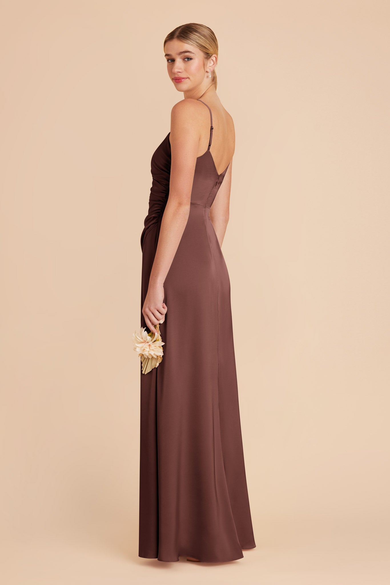 Chocolate Brown Catherine Matte Satin Dress by Birdy Grey