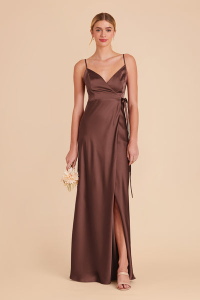 Chocolate Brown Cindy Matte Satin Dress by Birdy Grey