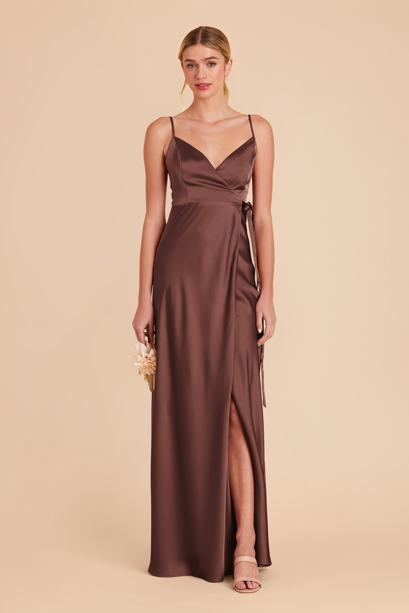 Chocolate Brown Cindy Matte Satin Dress by Birdy Grey