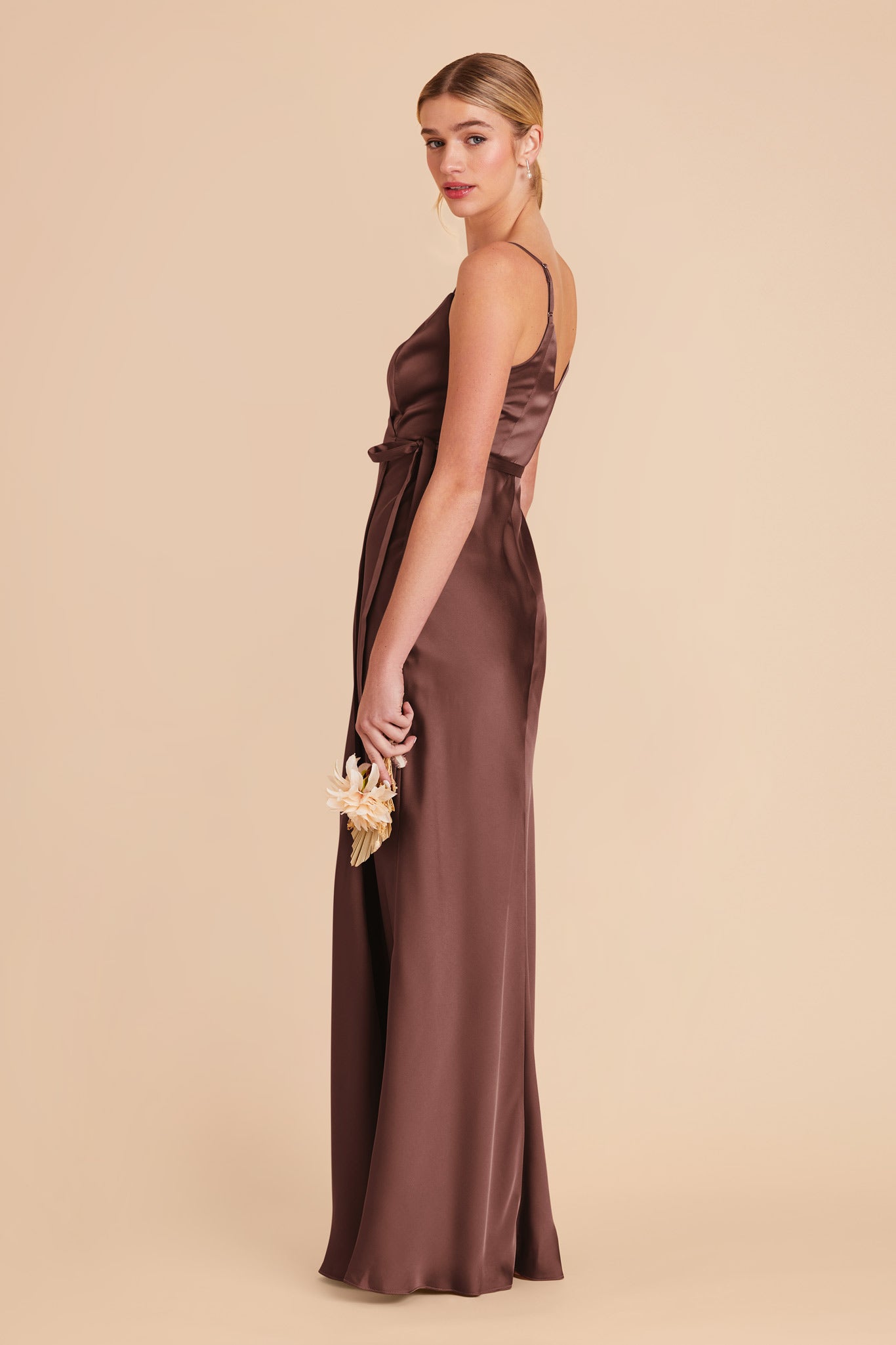 Chocolate Brown Cindy Matte Satin Dress by Birdy Grey