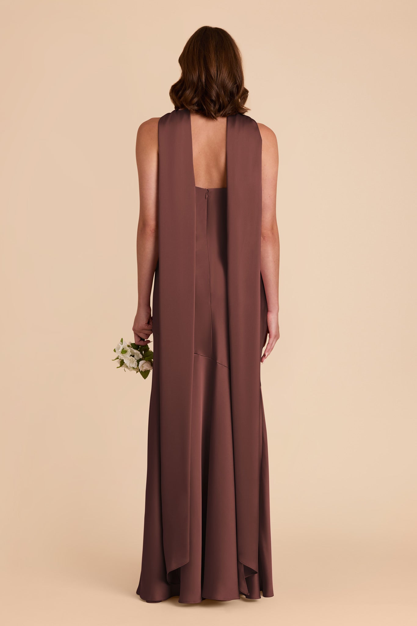 Chocolate Brown Eileen Matte Satin Dress by Birdy Grey