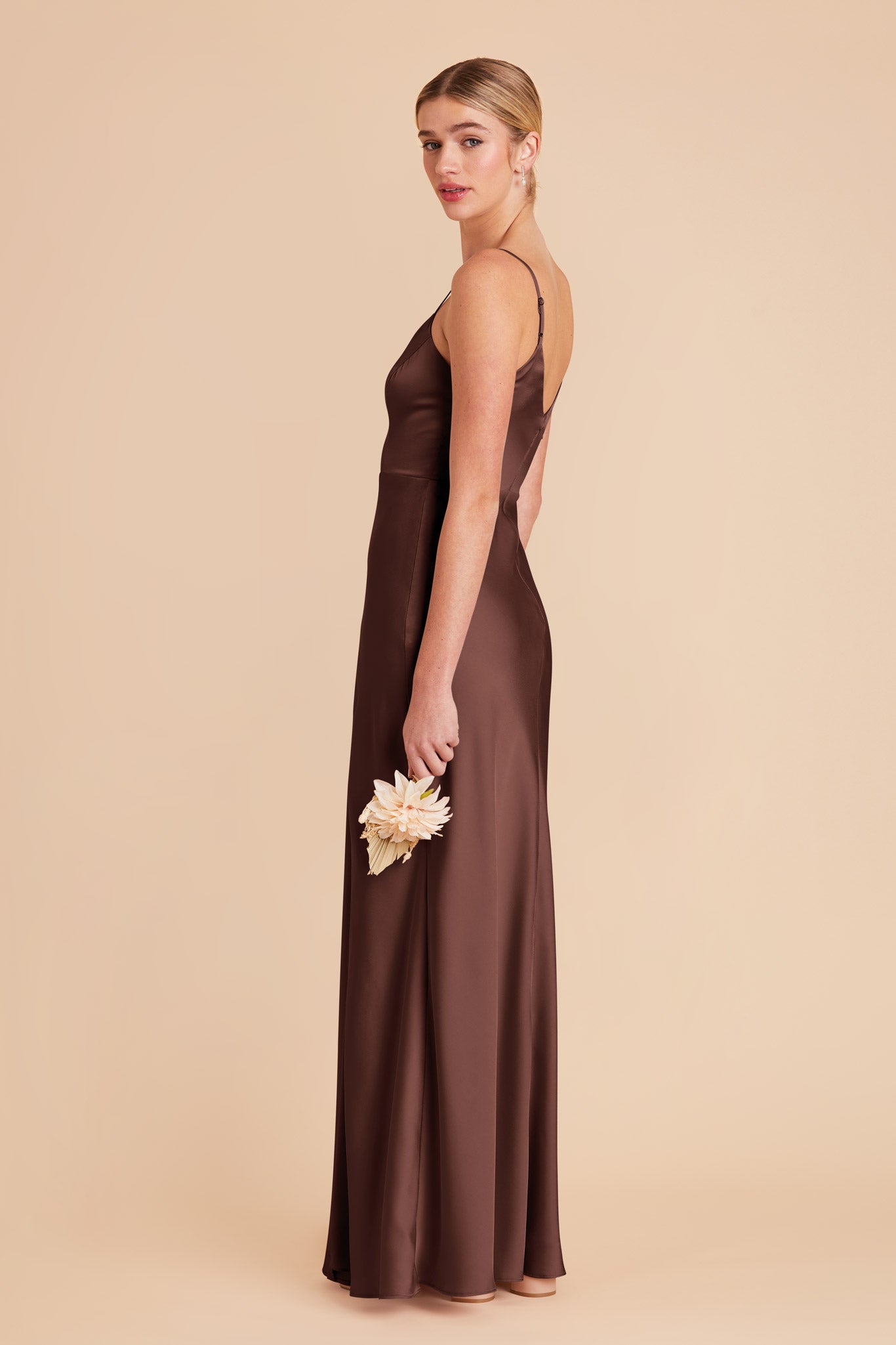 Chocolate Brown Jay Matte Satin Dress by Birdy Grey