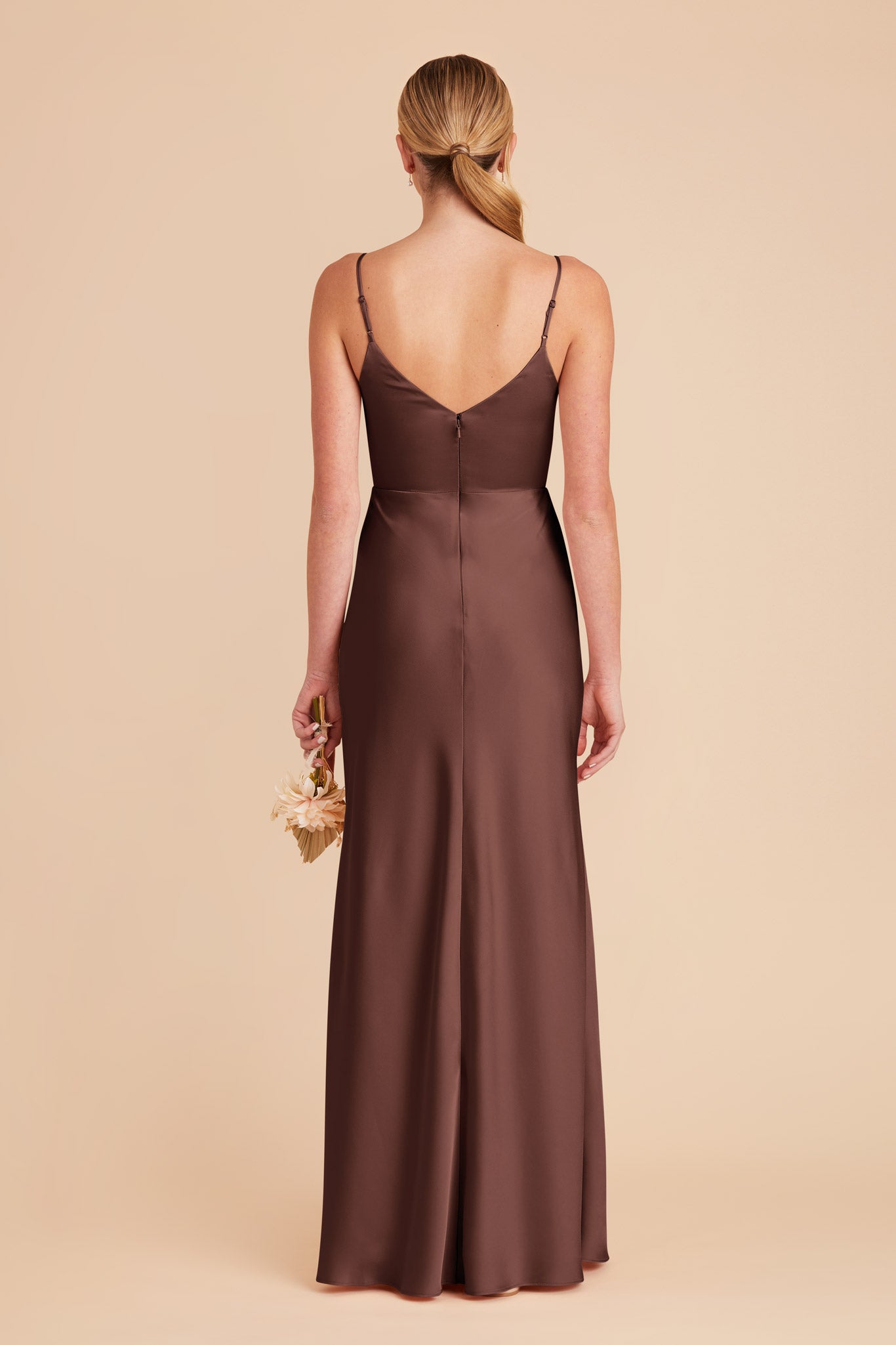 Chocolate Brown Jay Matte Satin Dress by Birdy Grey