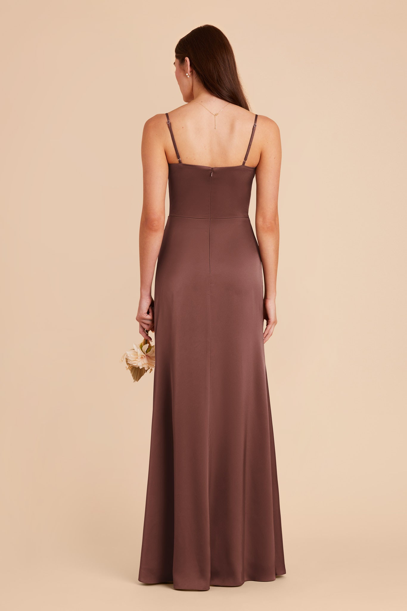 Chocolate Brown Jennifer Matte Satin Dress by Birdy Grey