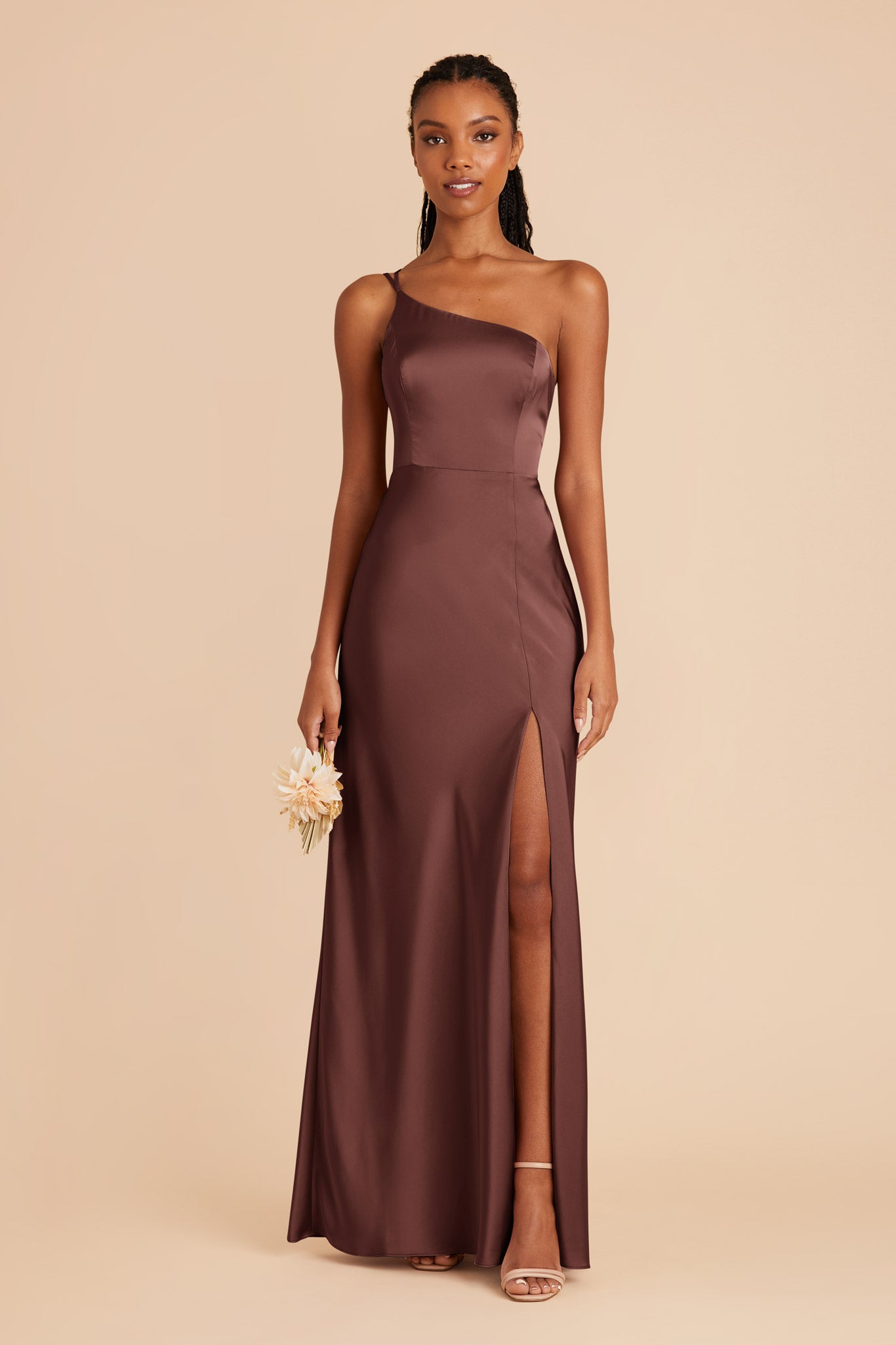 Chocolate Brown Kensie Matte Satin Dress by Birdy Grey