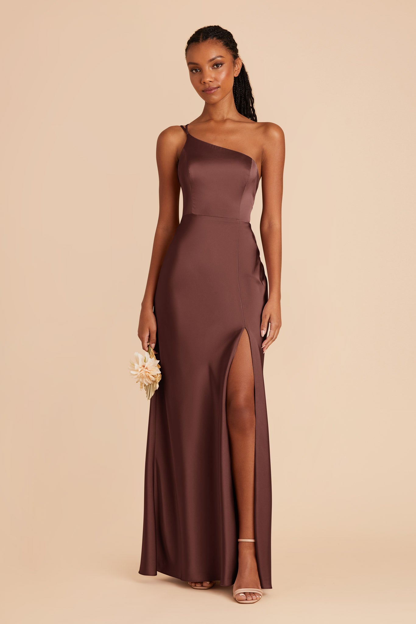 Chocolate Brown Kensie Matte Satin Dress by Birdy Grey