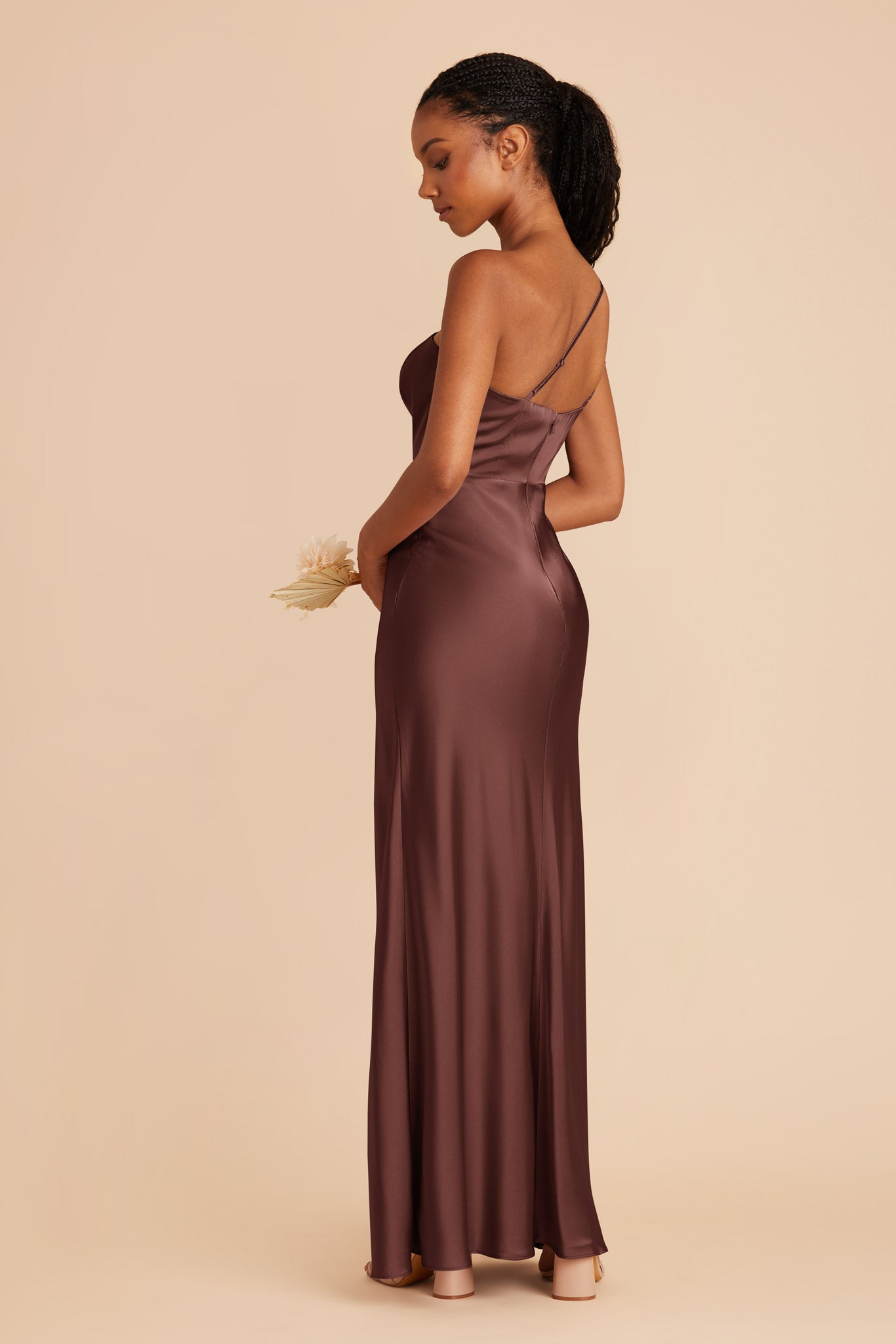 Chocolate Brown Kensie Matte Satin Dress by Birdy Grey