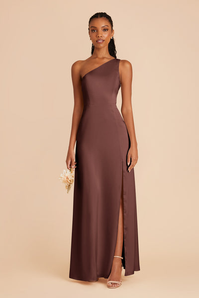 Chocolate Brown Kira Matte Satin Dress by Birdy Grey