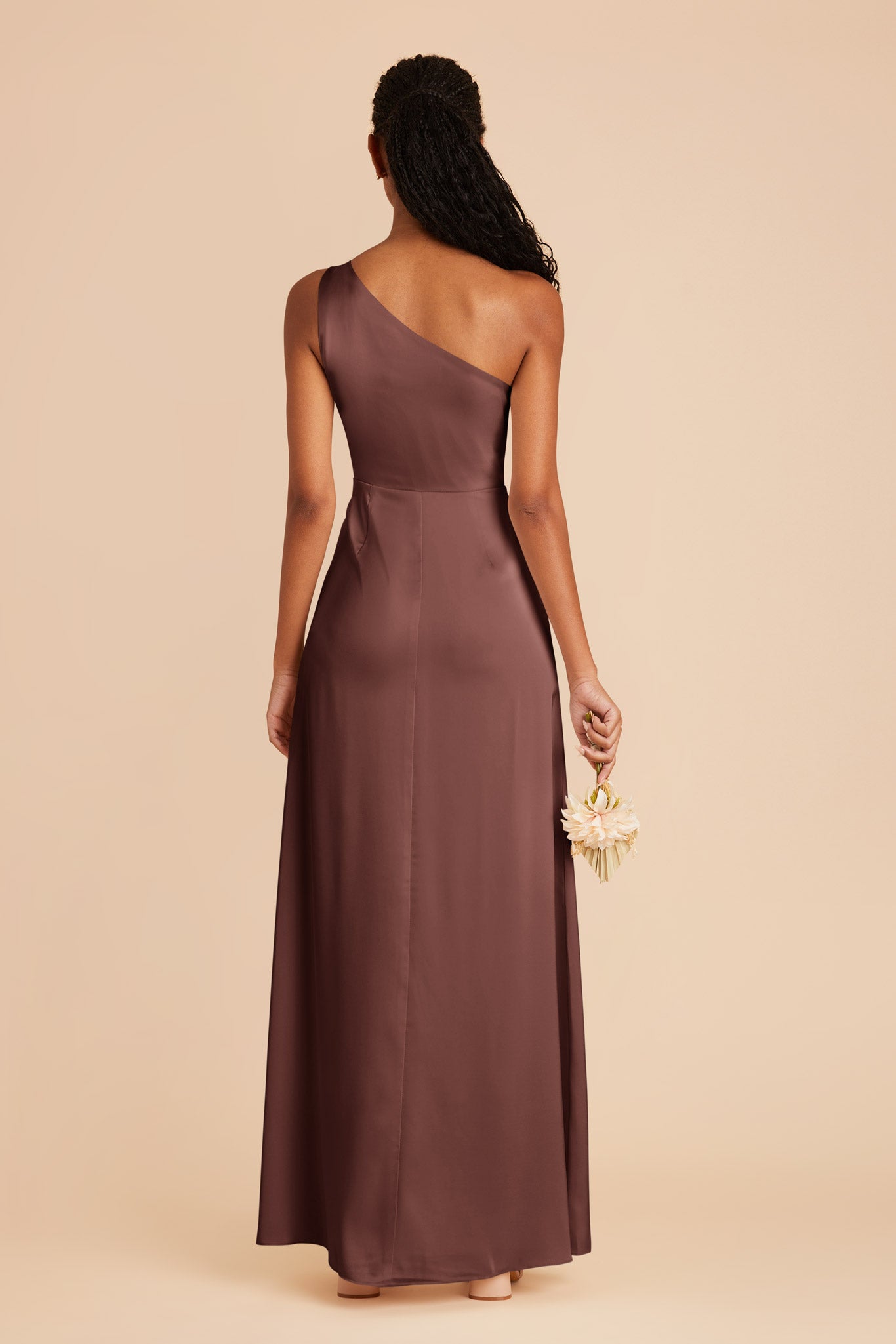 Chocolate Brown Kira Matte Satin Dress by Birdy Grey