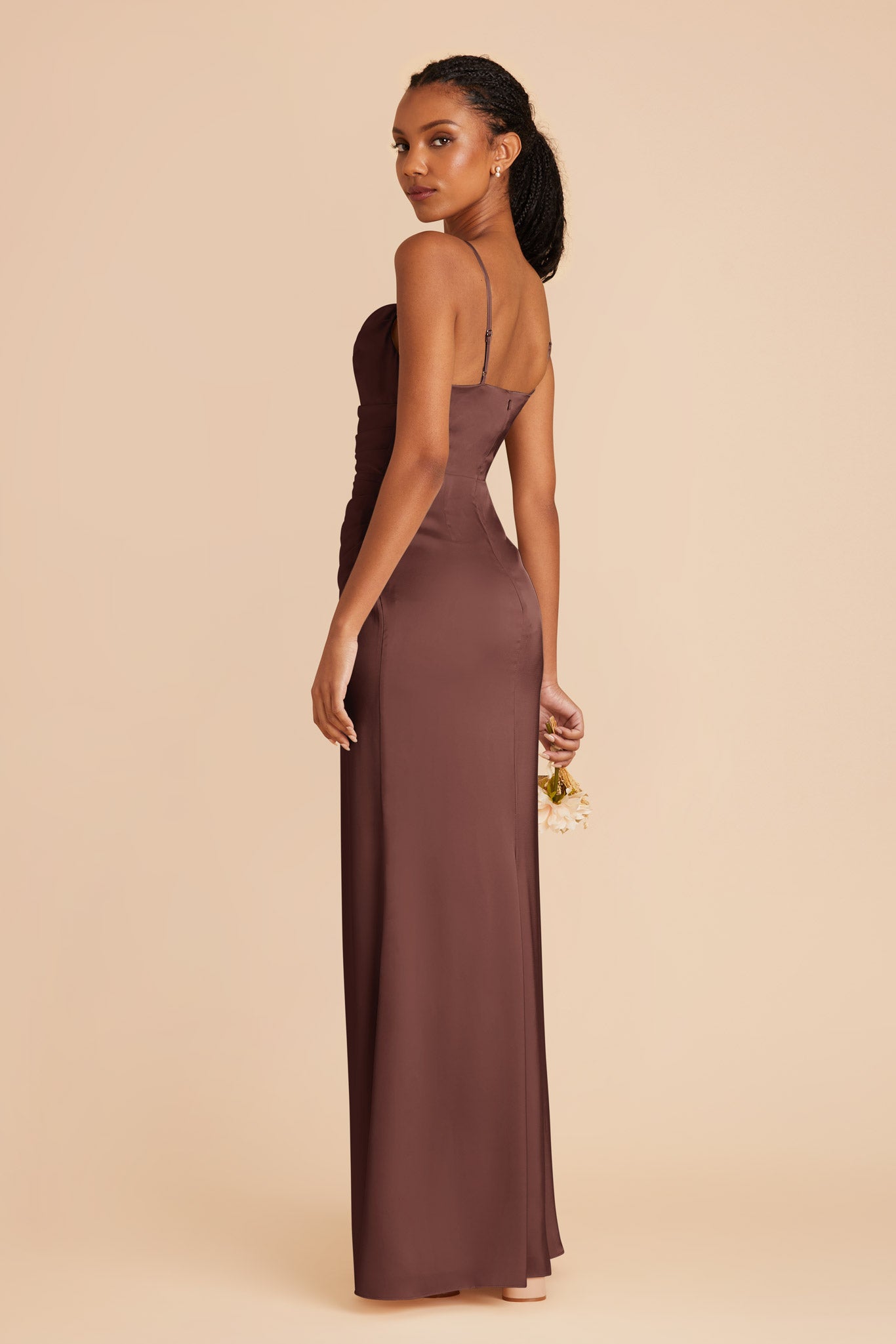 Chocolate Brown Lydia Matte Satin Dress by Birdy Grey