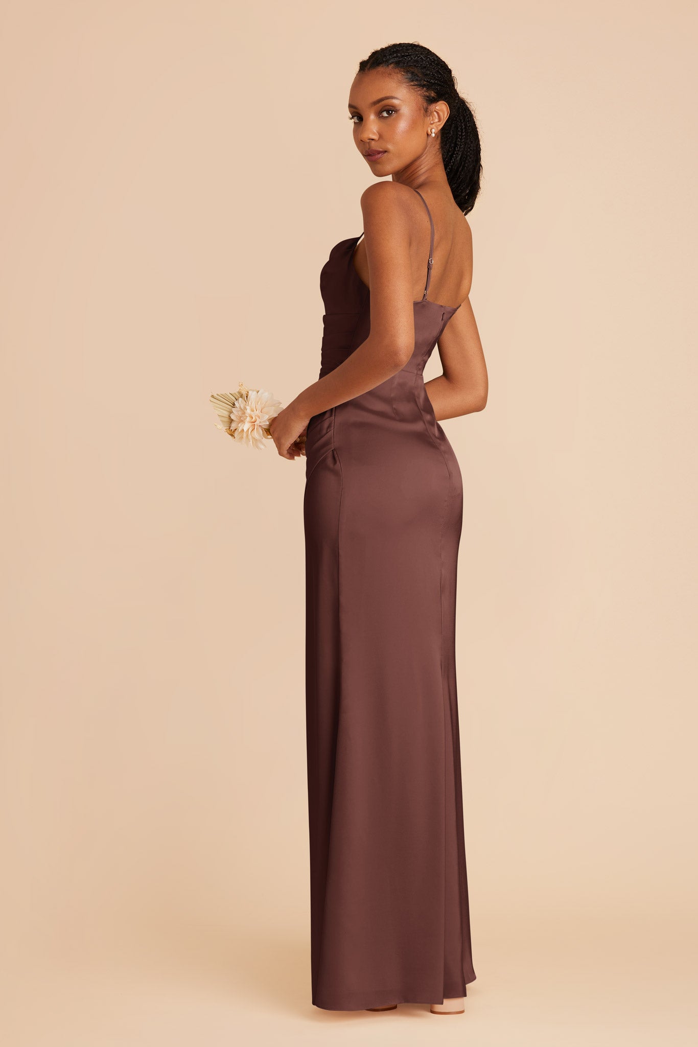 Chocolate Brown Lydia Matte Satin Dress by Birdy Grey