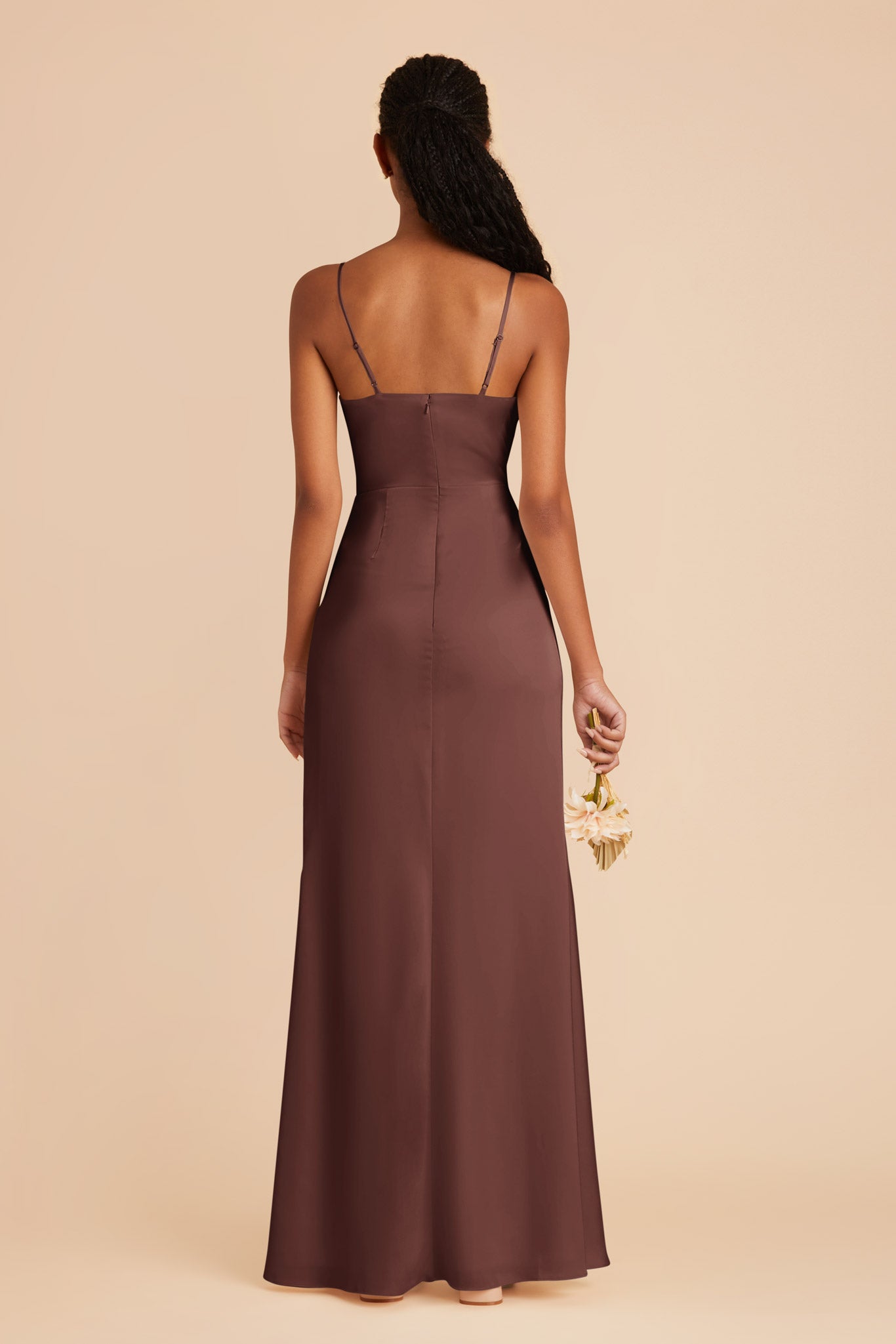 Chocolate Brown Lydia Matte Satin Dress by Birdy Grey