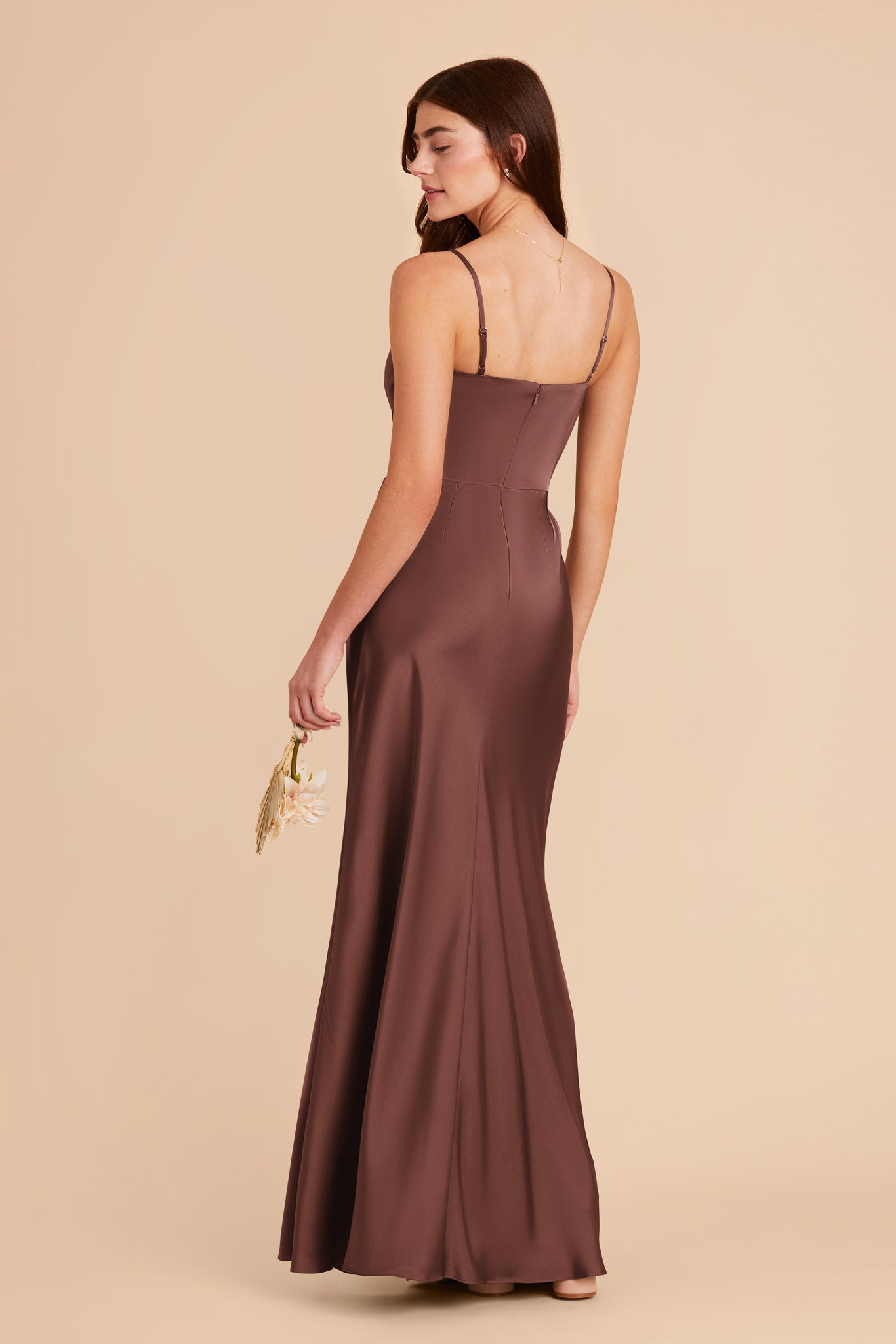 Chocolate Brown Mai Matte Satin Dress by Birdy Grey