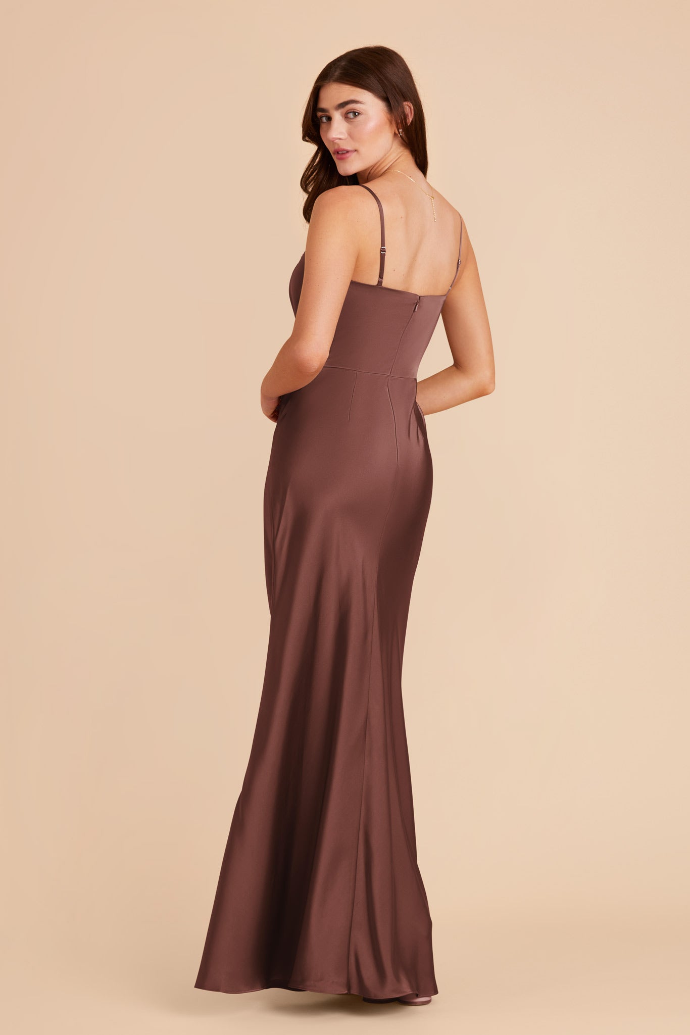 Chocolate Brown Mai Matte Satin Dress by Birdy Grey