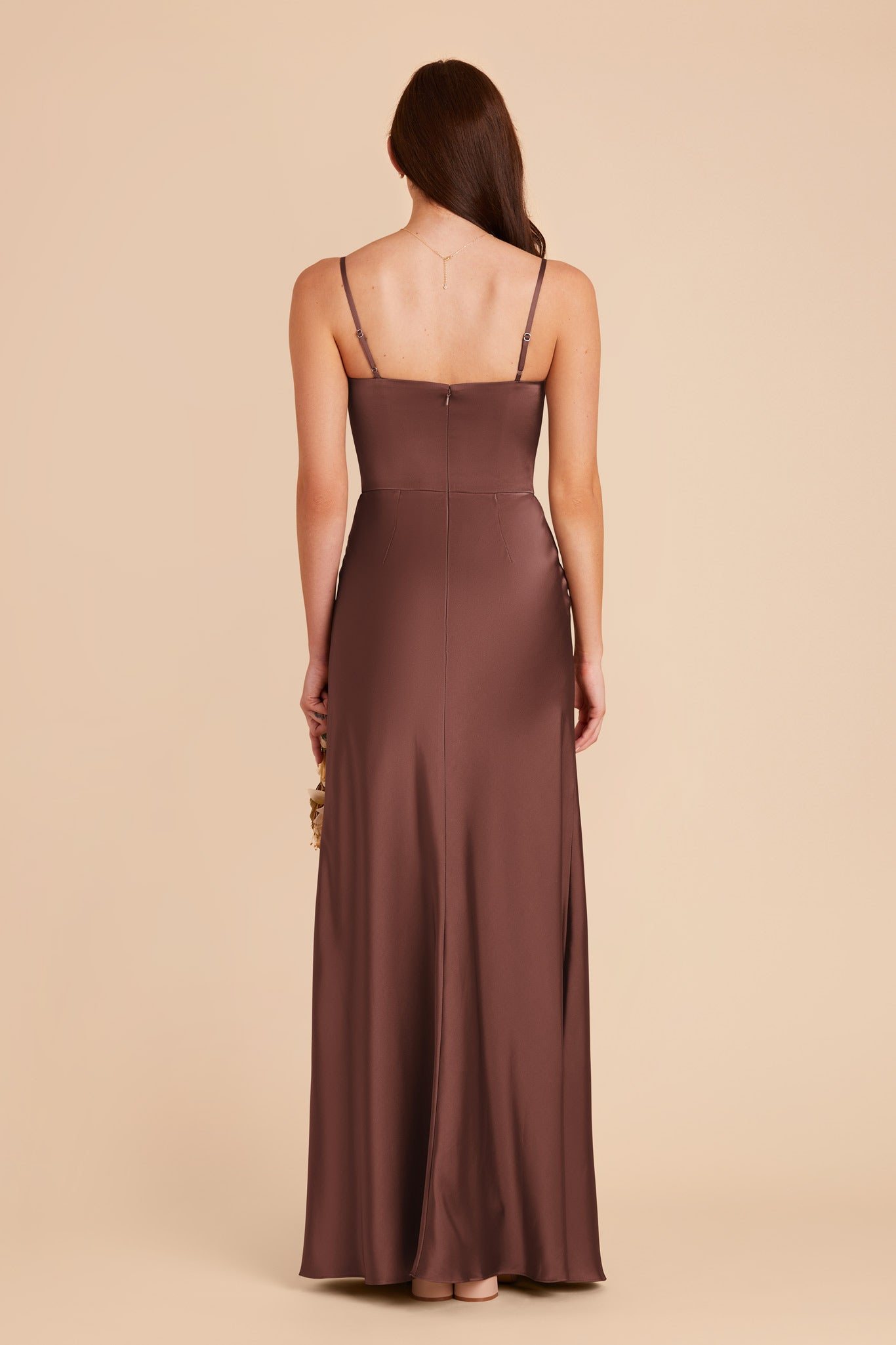 Chocolate Brown Mai Matte Satin Dress by Birdy Grey