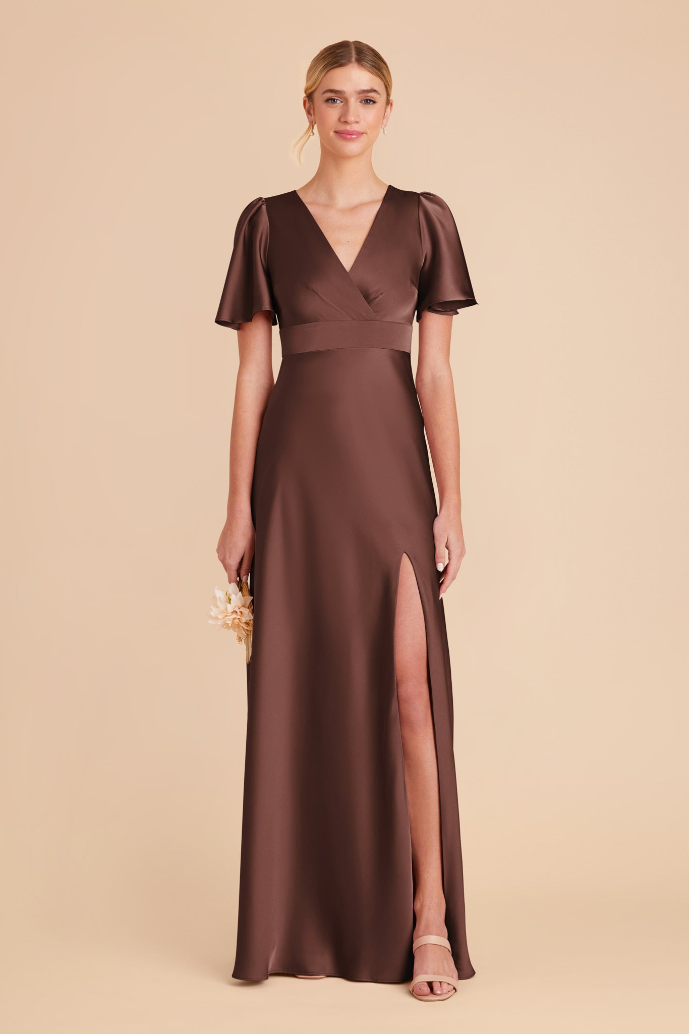 Chocolate Brown Marni Matte Satin Dress by Birdy Grey