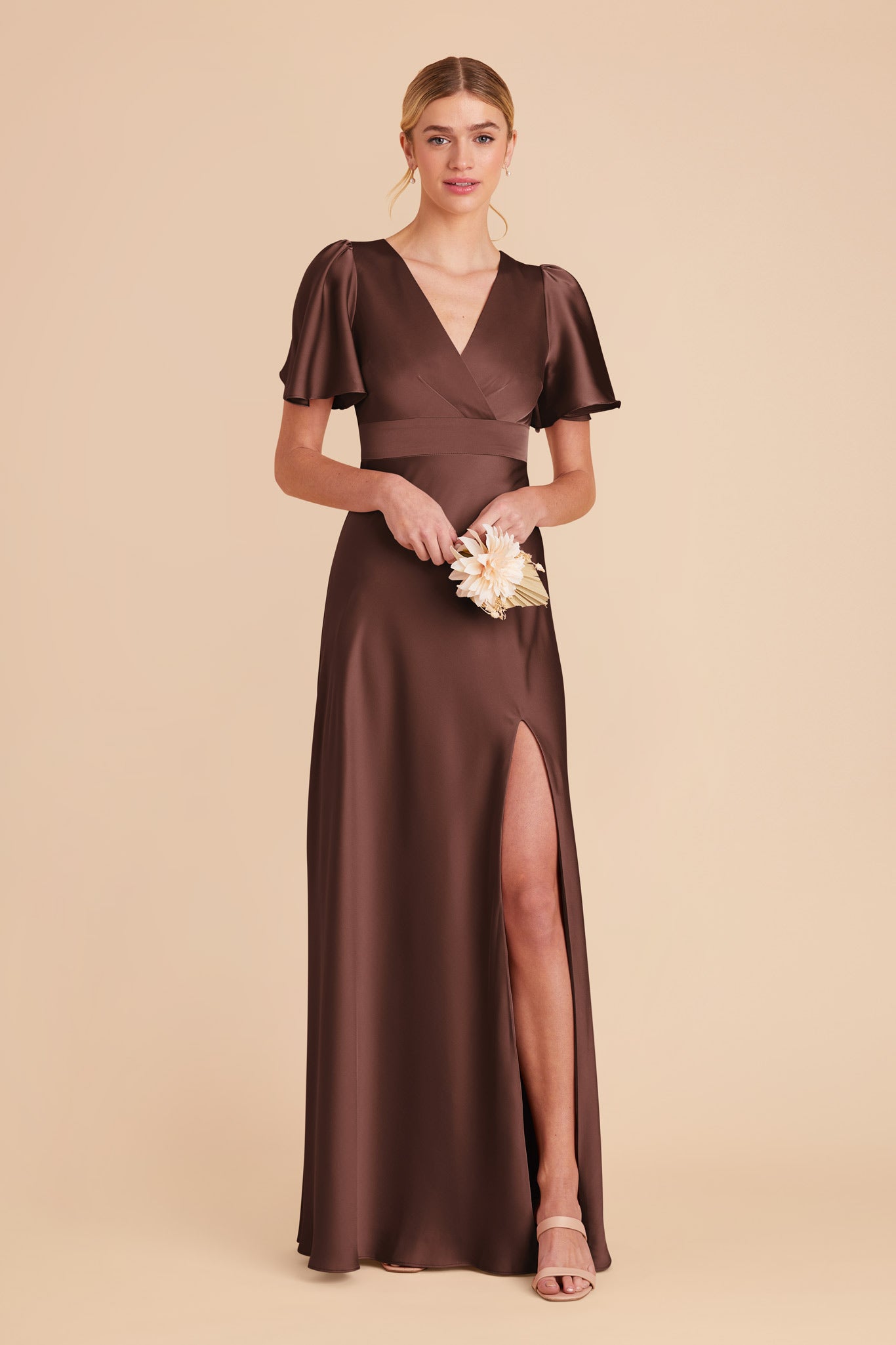 Chocolate Brown Marni Matte Satin Dress by Birdy Grey