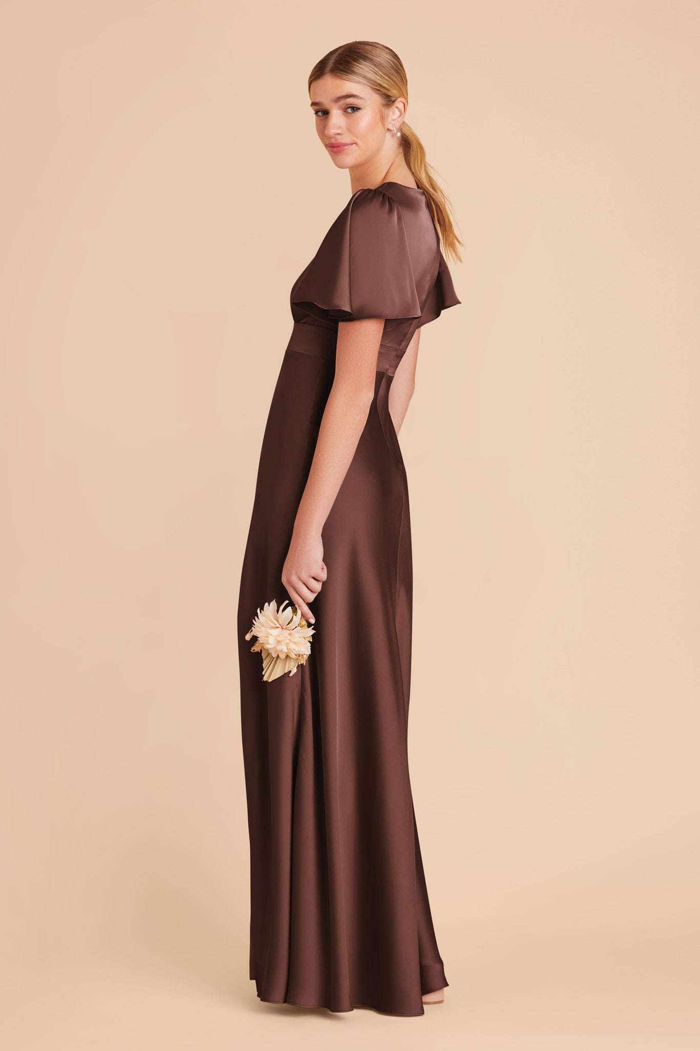 Chocolate Brown Marni Matte Satin Dress by Birdy Grey