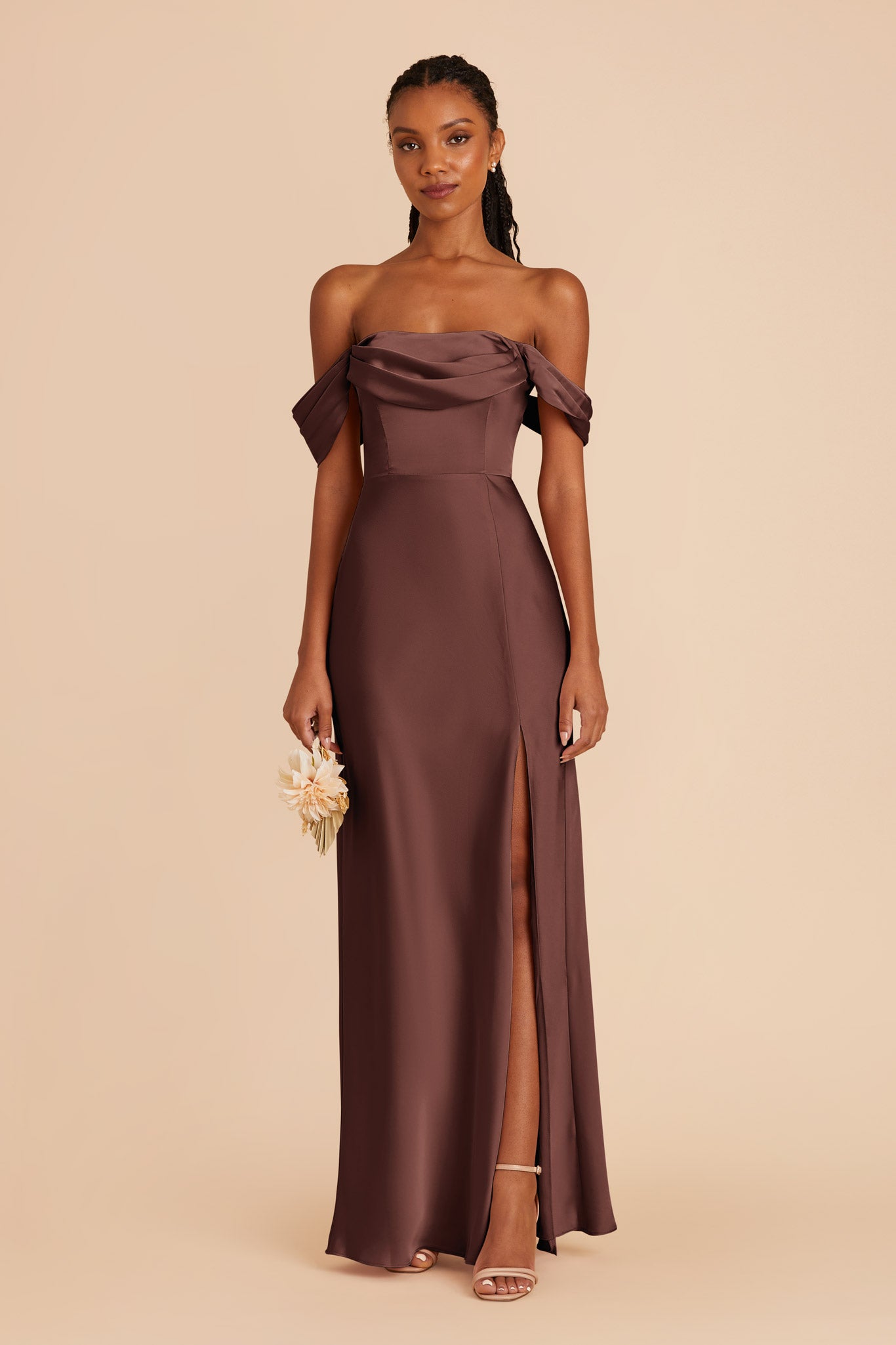 Chocolate Brown Mia Matte Satin Dress by Birdy Grey