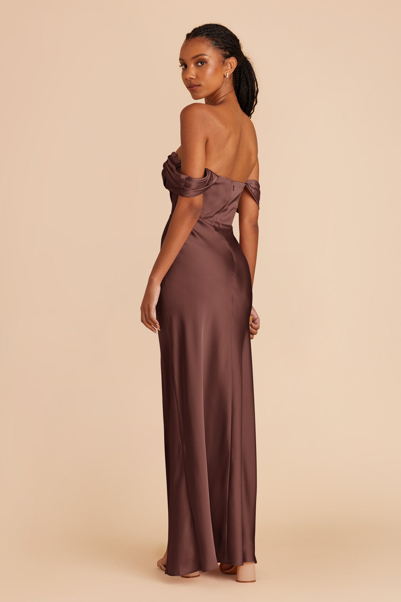 Chocolate Brown Mia Matte Satin Dress by Birdy Grey